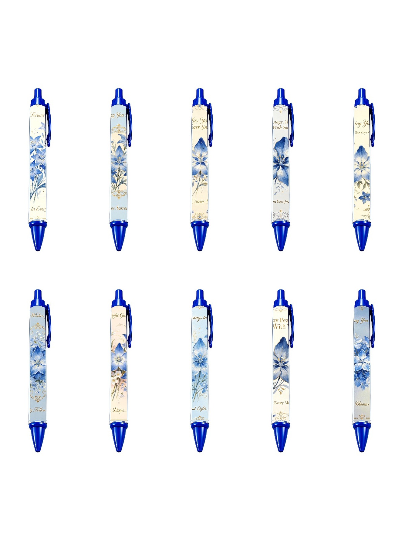Blue Forget-Me-Not Pen Black Ink - 10-Pack