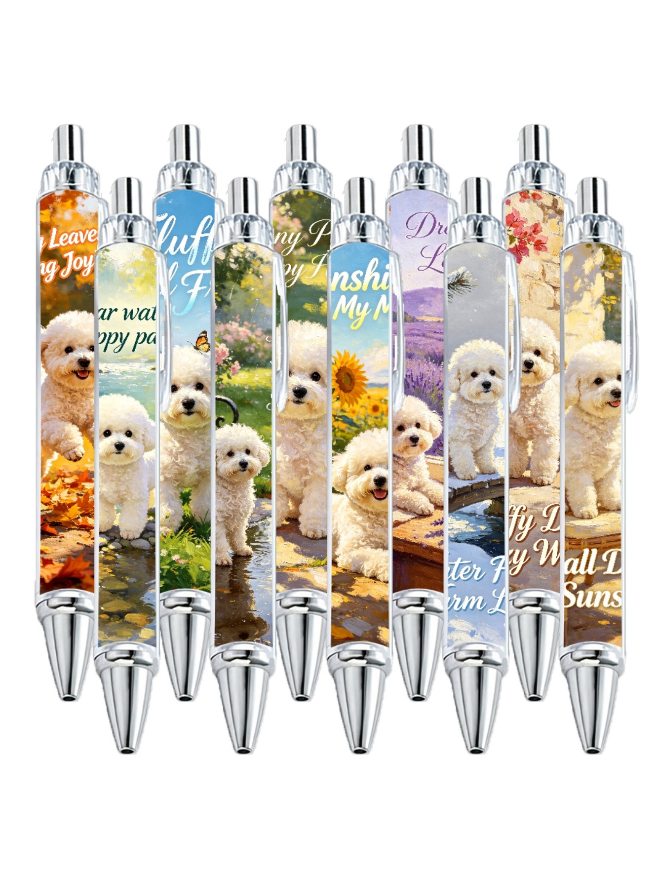 Curly Bichon Pens - 10-Pack
