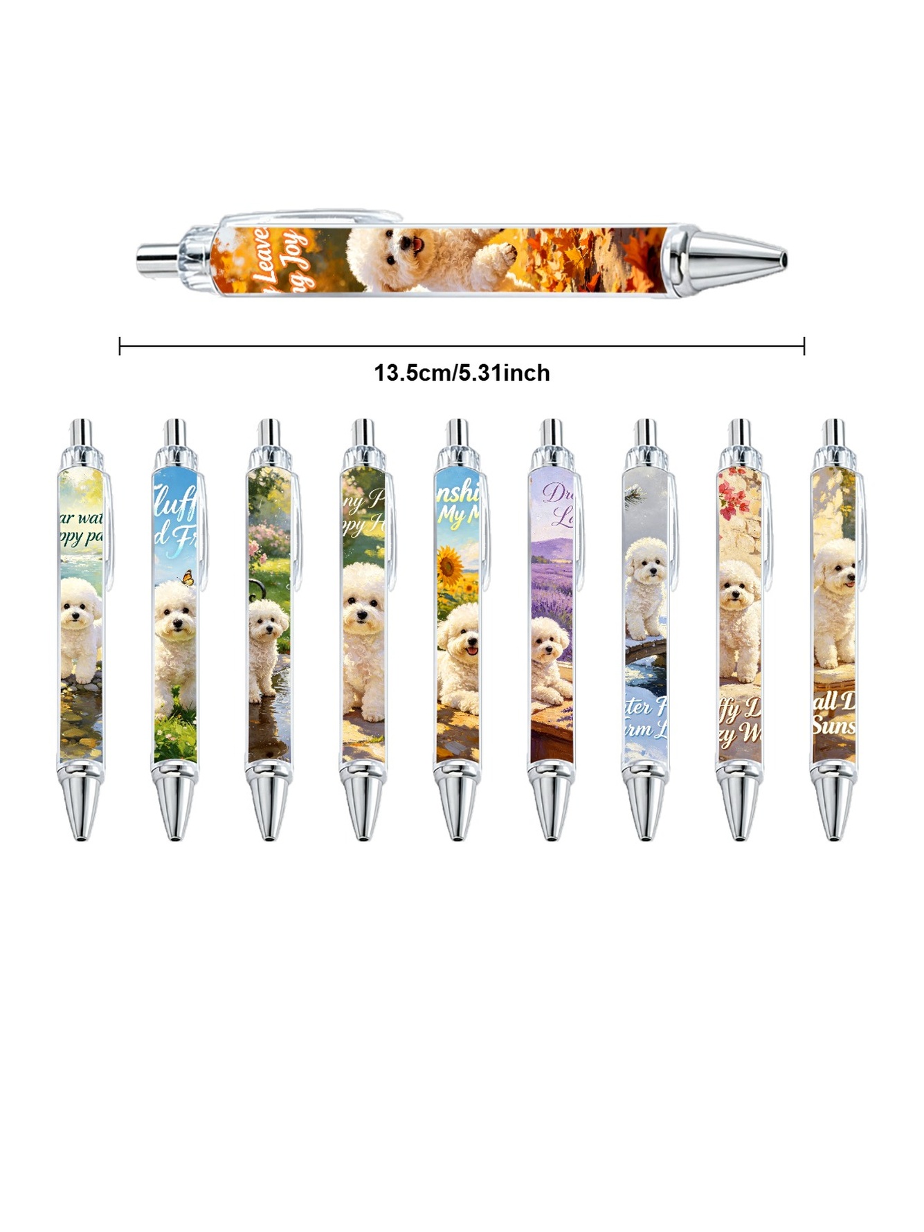Curly Bichon Pens - 10-Pack