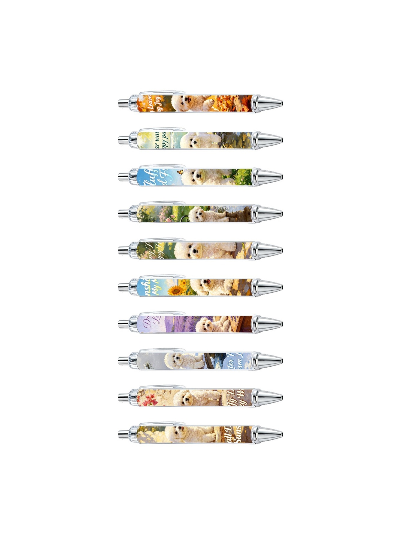 Curly Bichon Pens - 10-Pack