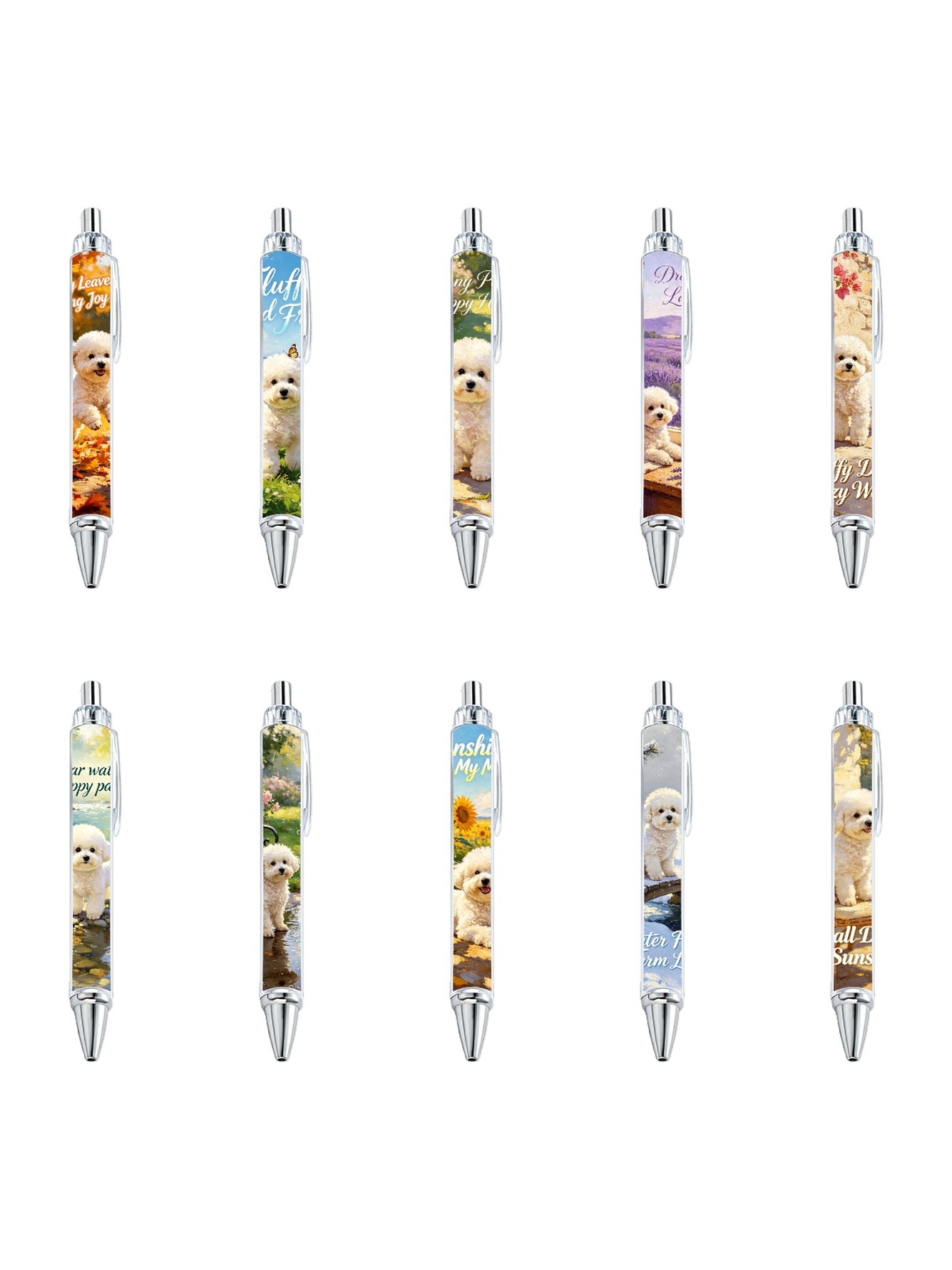 Curly Bichon Pens - 10-Pack