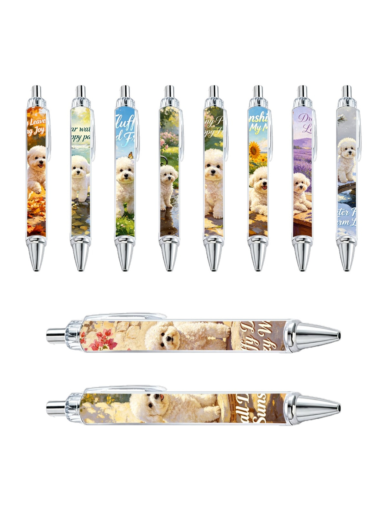 Curly Bichon Pens - 10-Pack