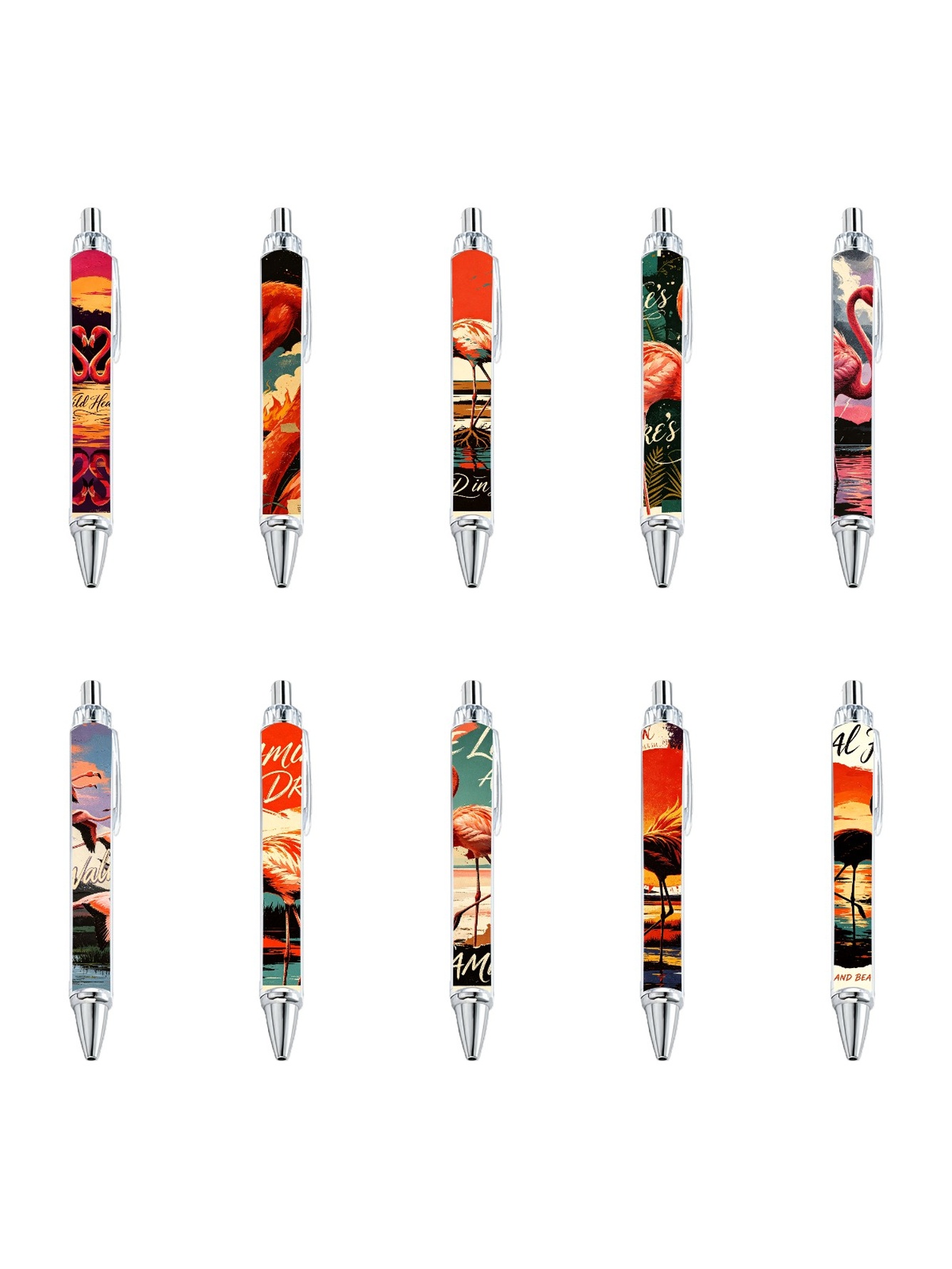 Flamingo Ballpoint Pens - 10-Pack