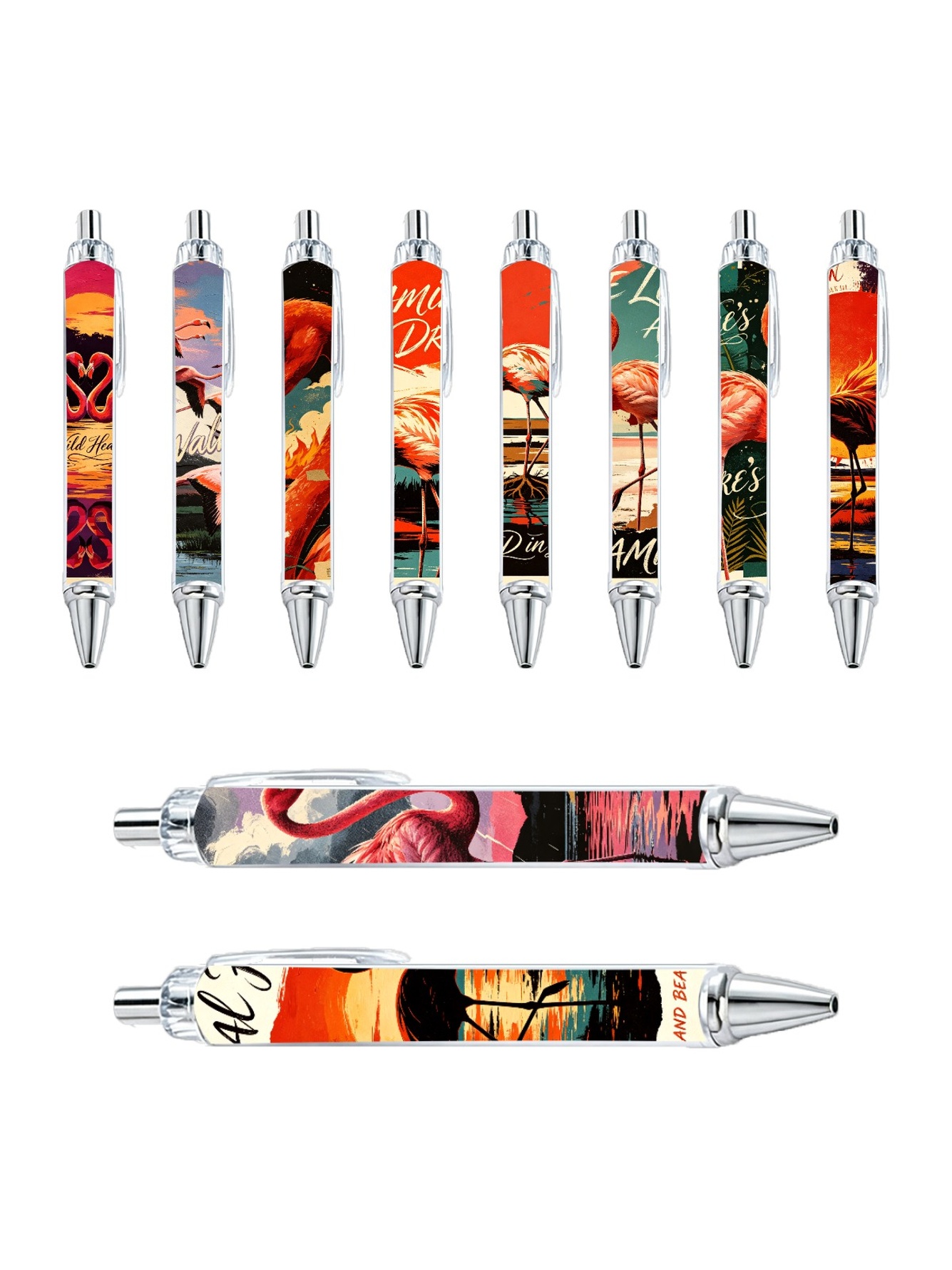 Flamingo Ballpoint Pens - 10-Pack