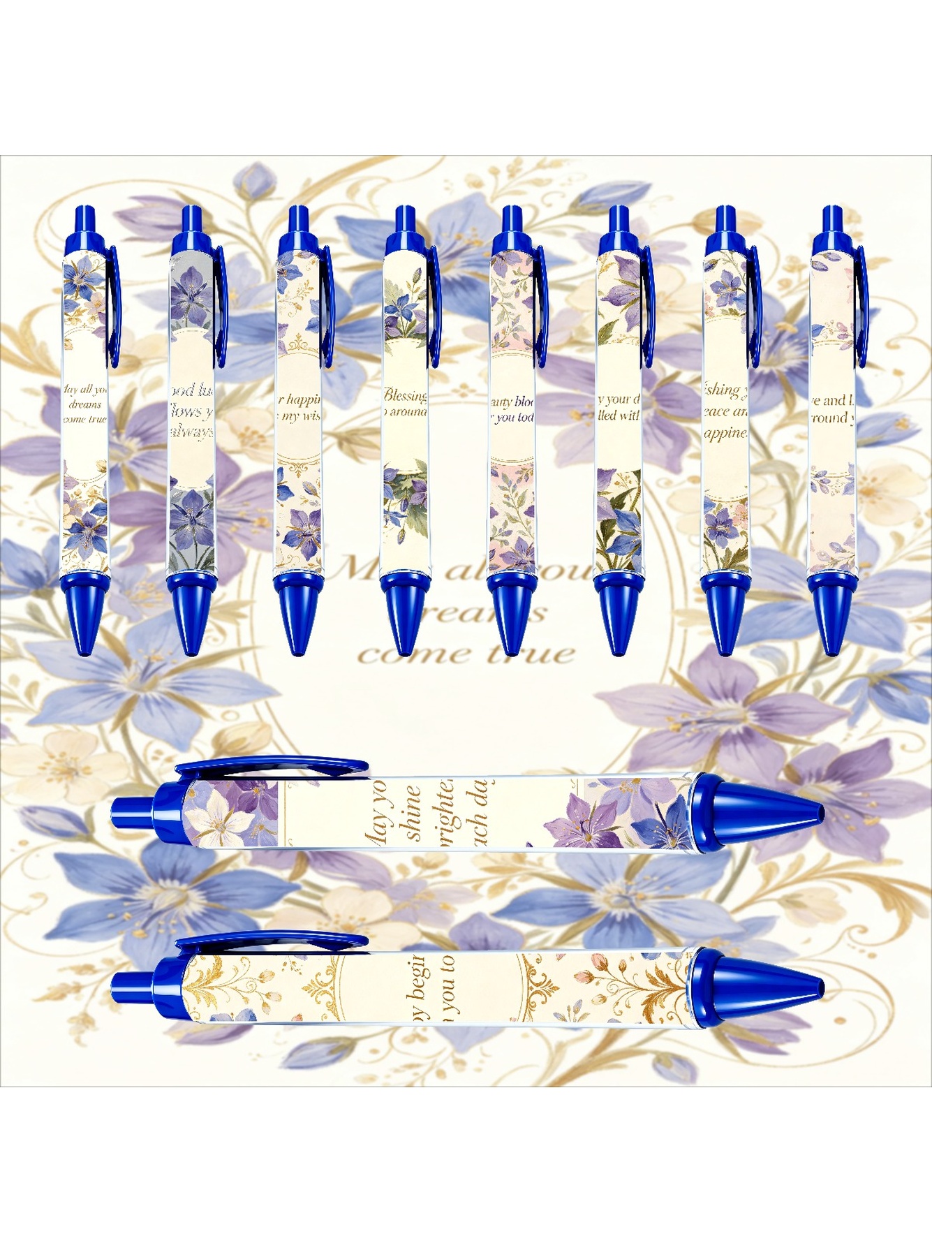 Hydrangea Retractable Pen - 10-Pack