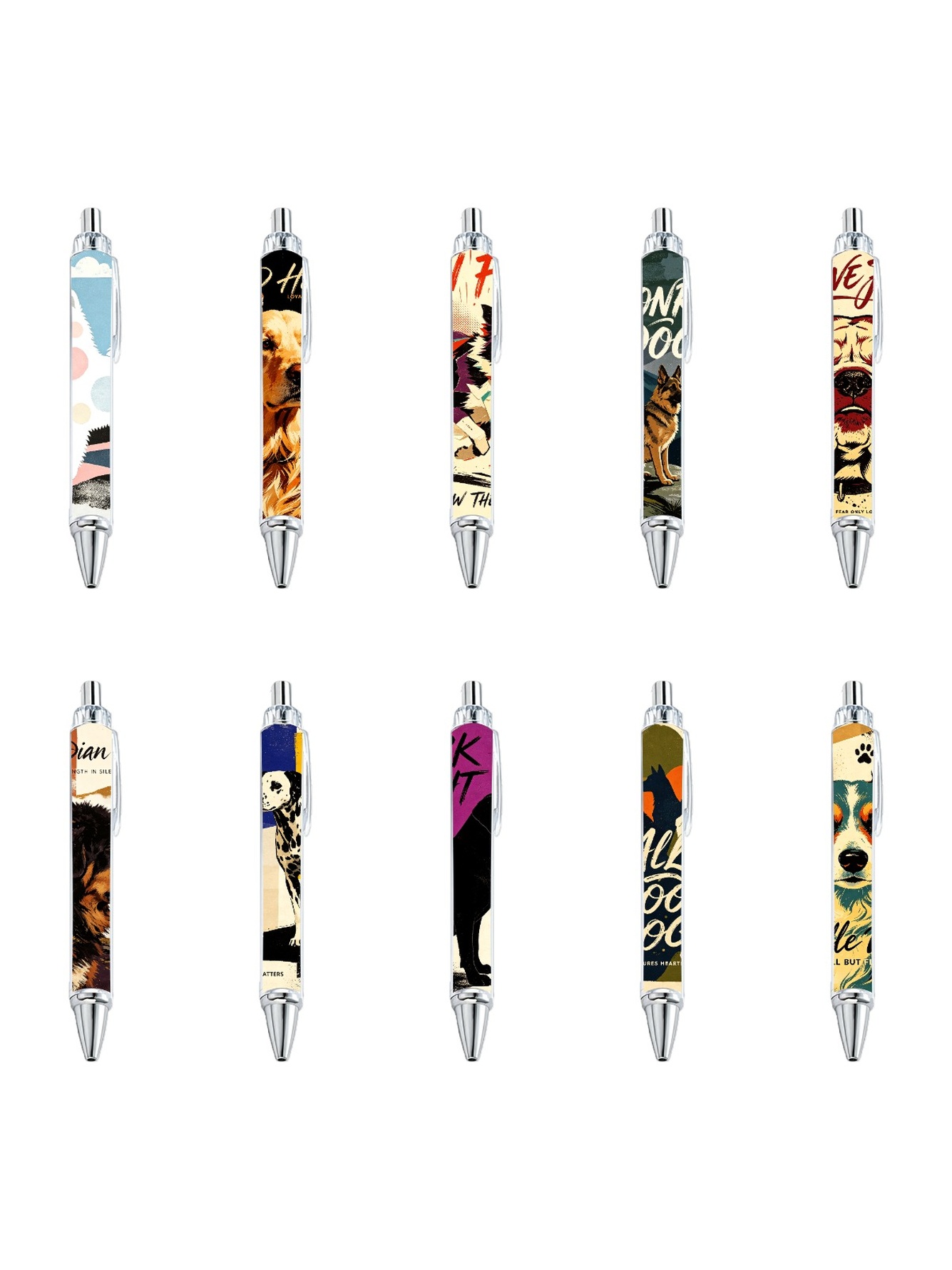 Dog Breeds Art Ballpoint Pens - 10-Pack