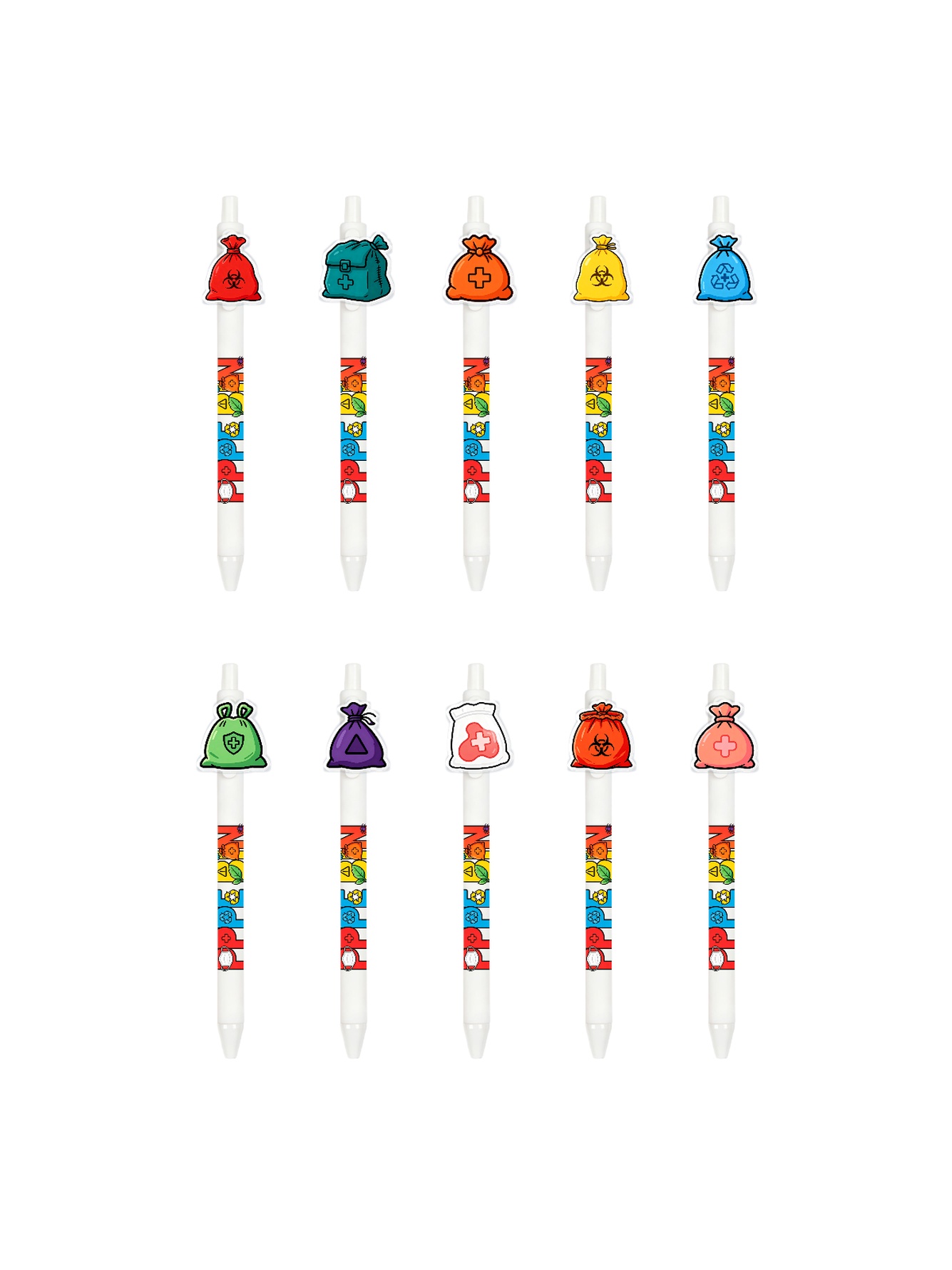 Medical Waste Bag Pen Black Ink - 10-Pack