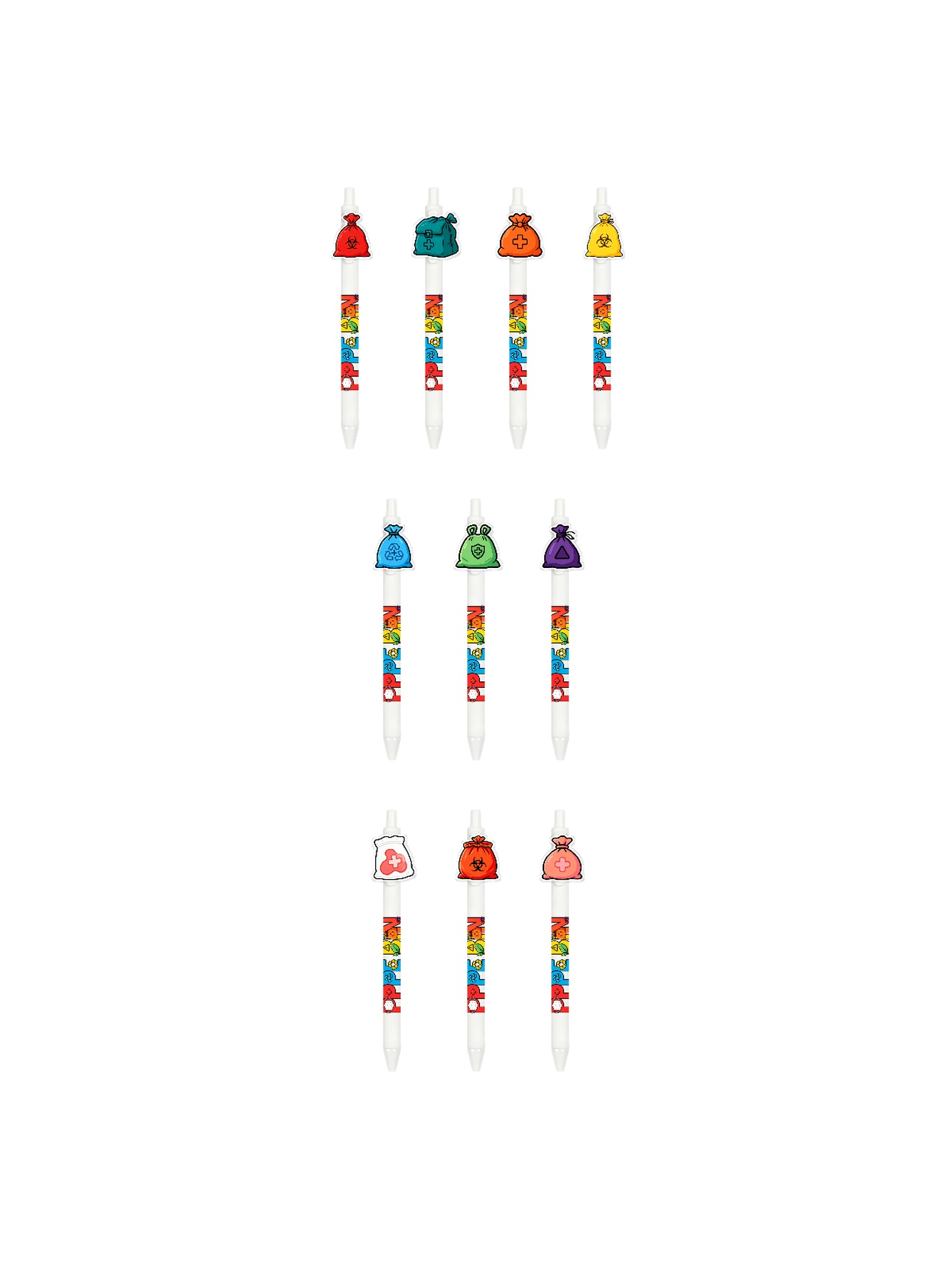 Medical Waste Bag Pen Black Ink - 10-Pack