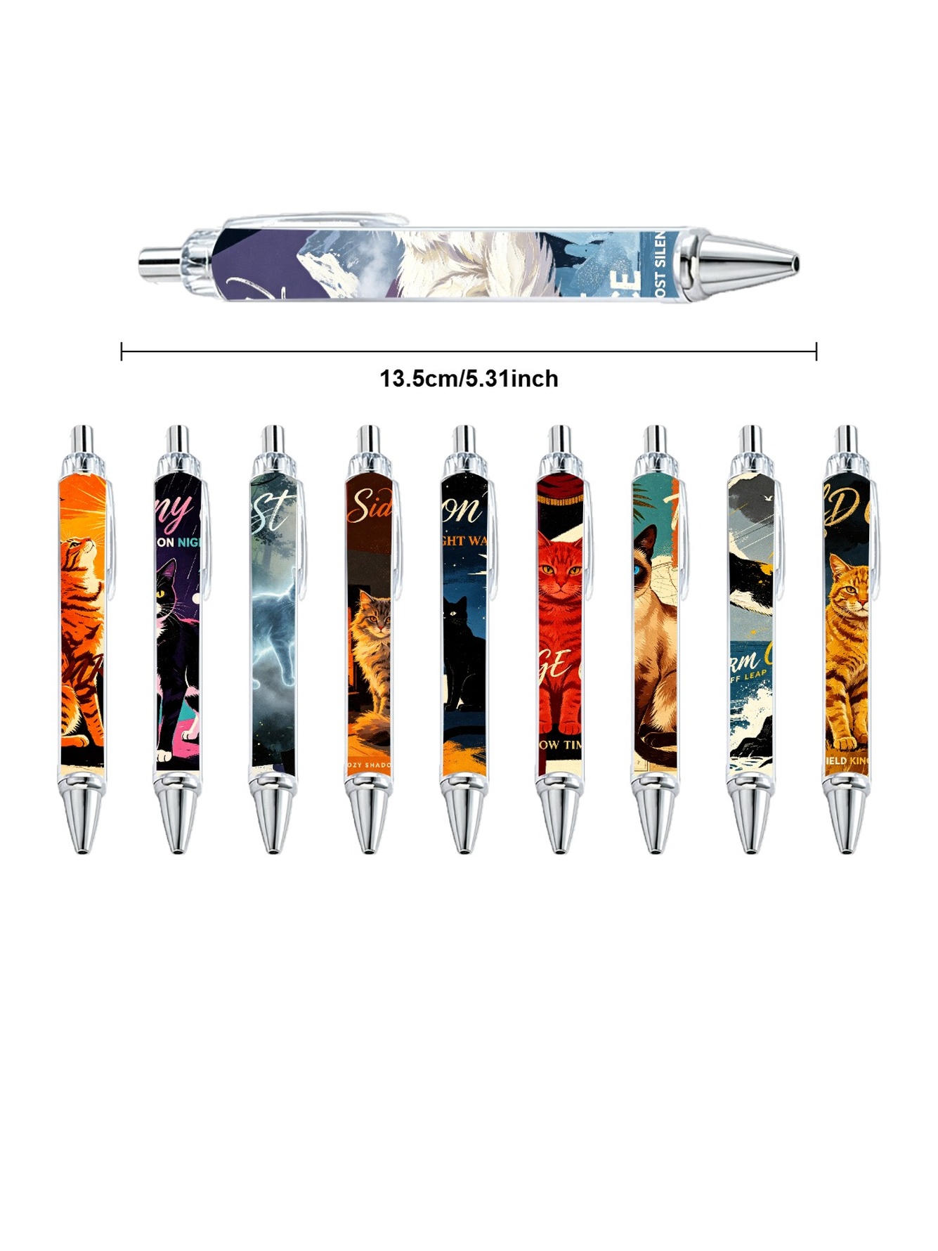 Cat Breeds Art Ballpoint Pens - 10-Pack