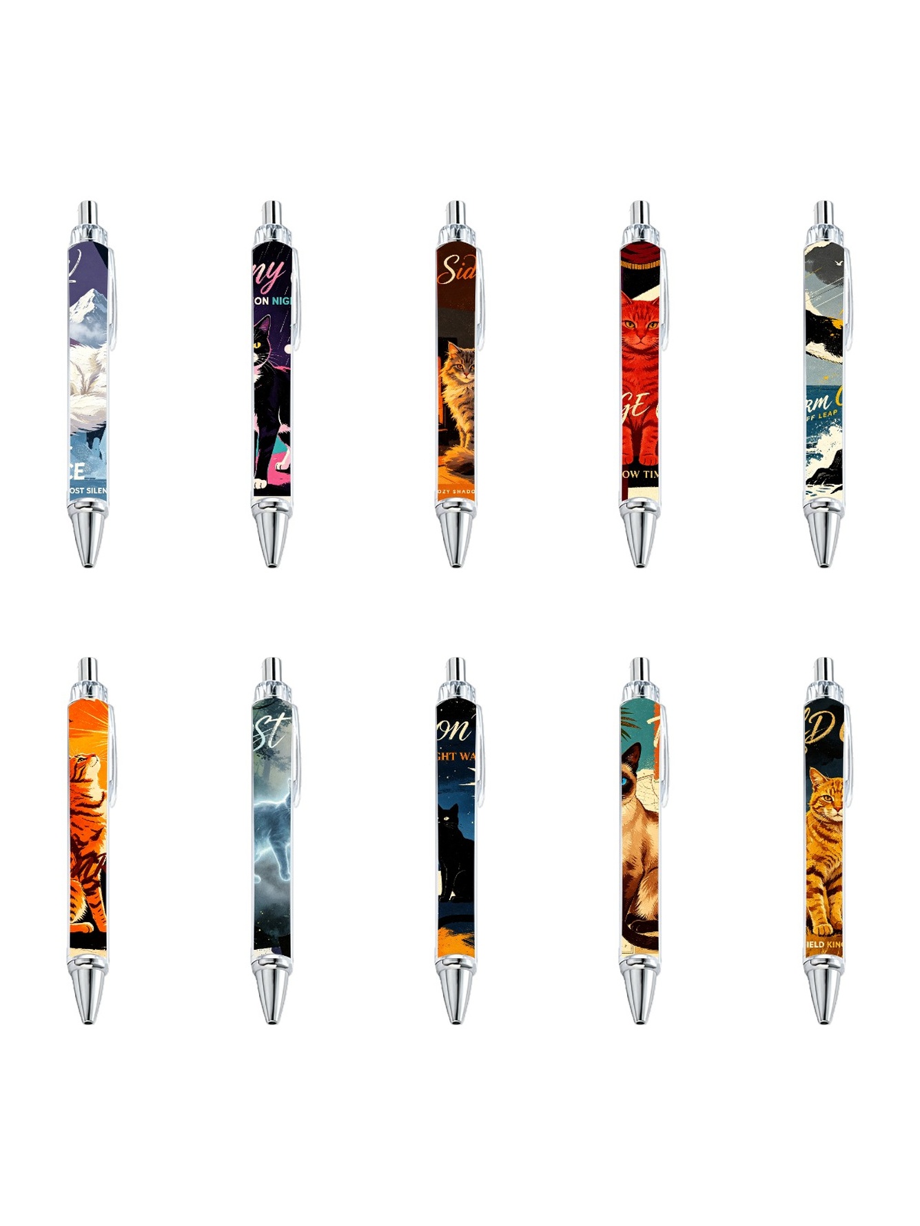 Cat Breeds Art Ballpoint Pens - 10-Pack