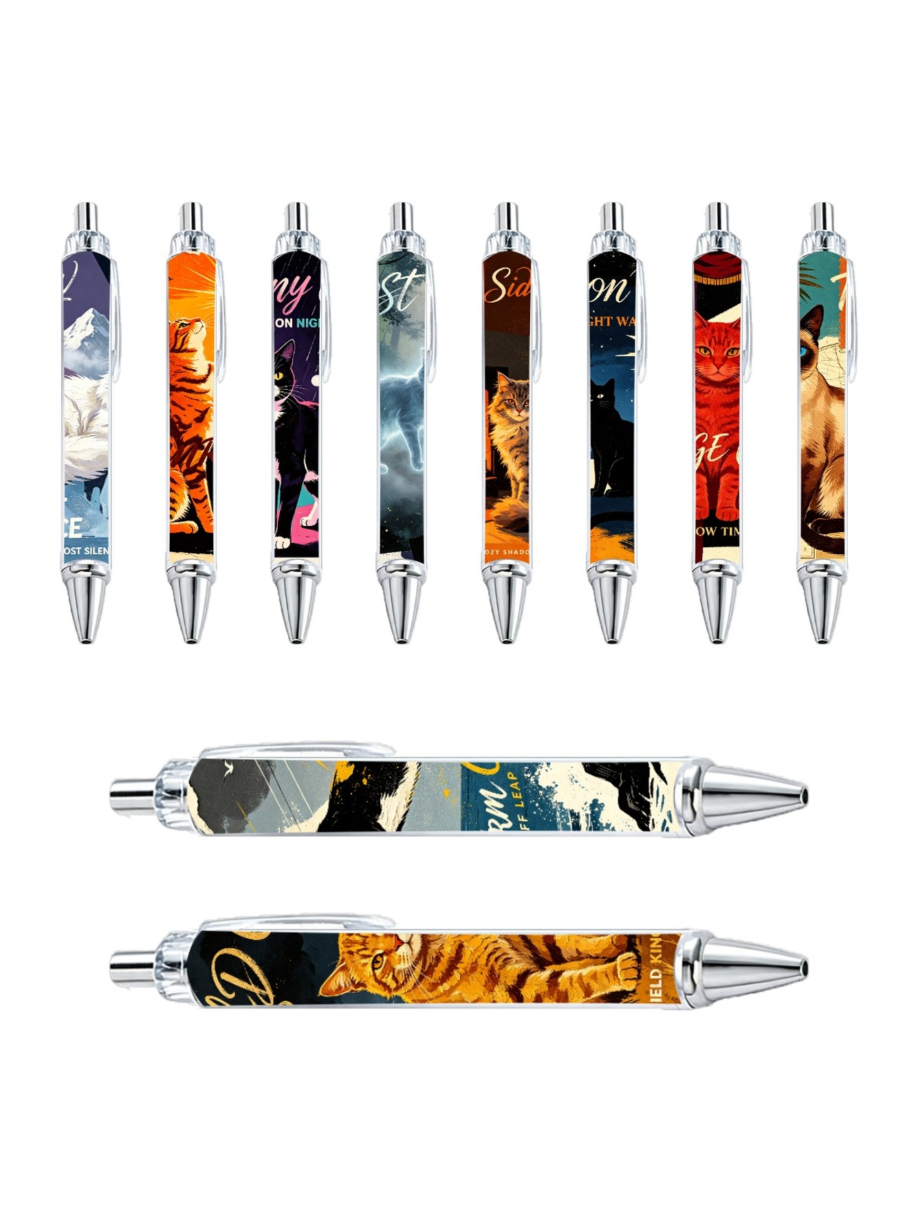 Cat Breeds Art Ballpoint Pens - 10-Pack