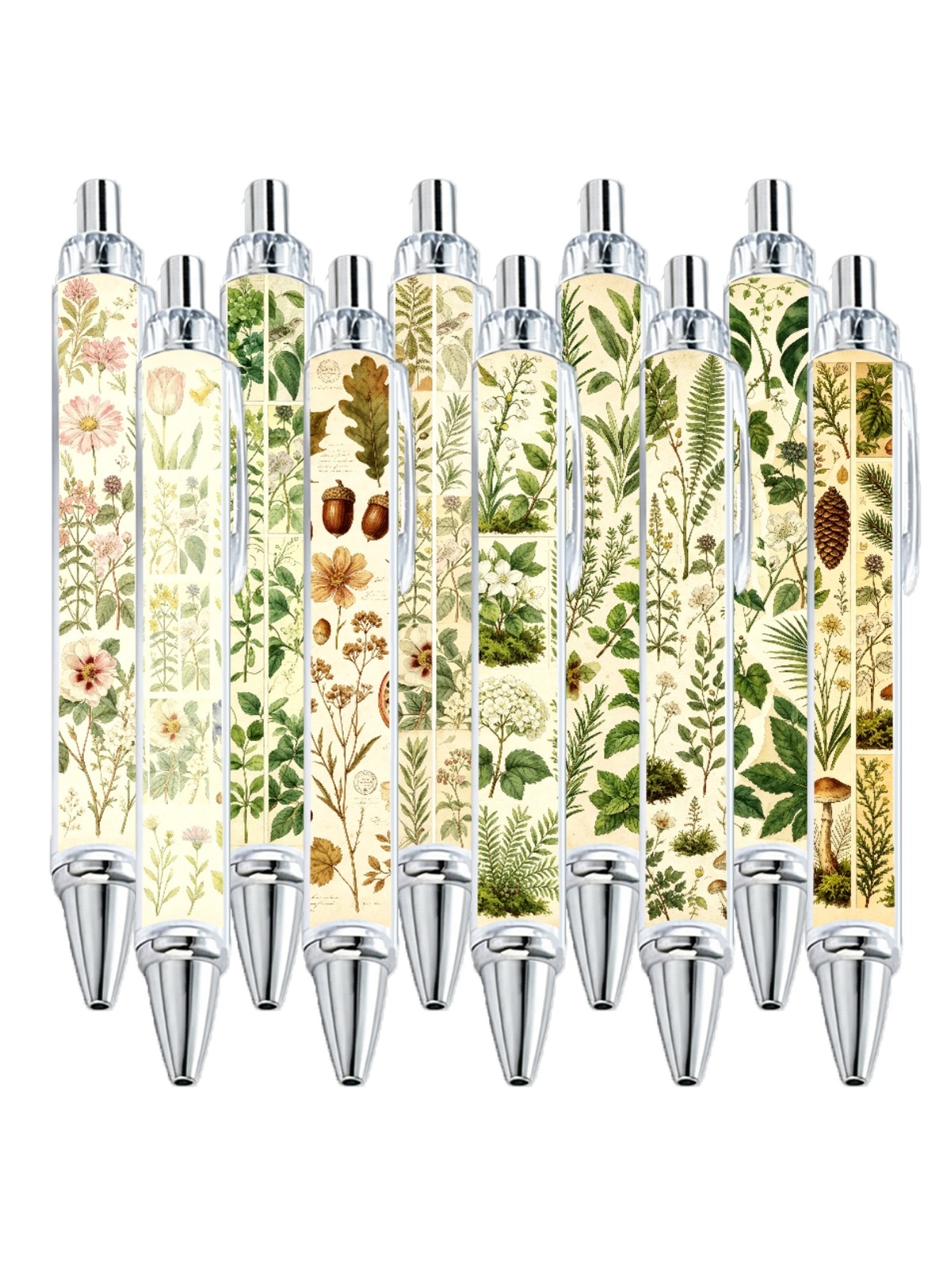 Hand-Drawn Plants Ballpoint Pen Black Ink - 10-Pack