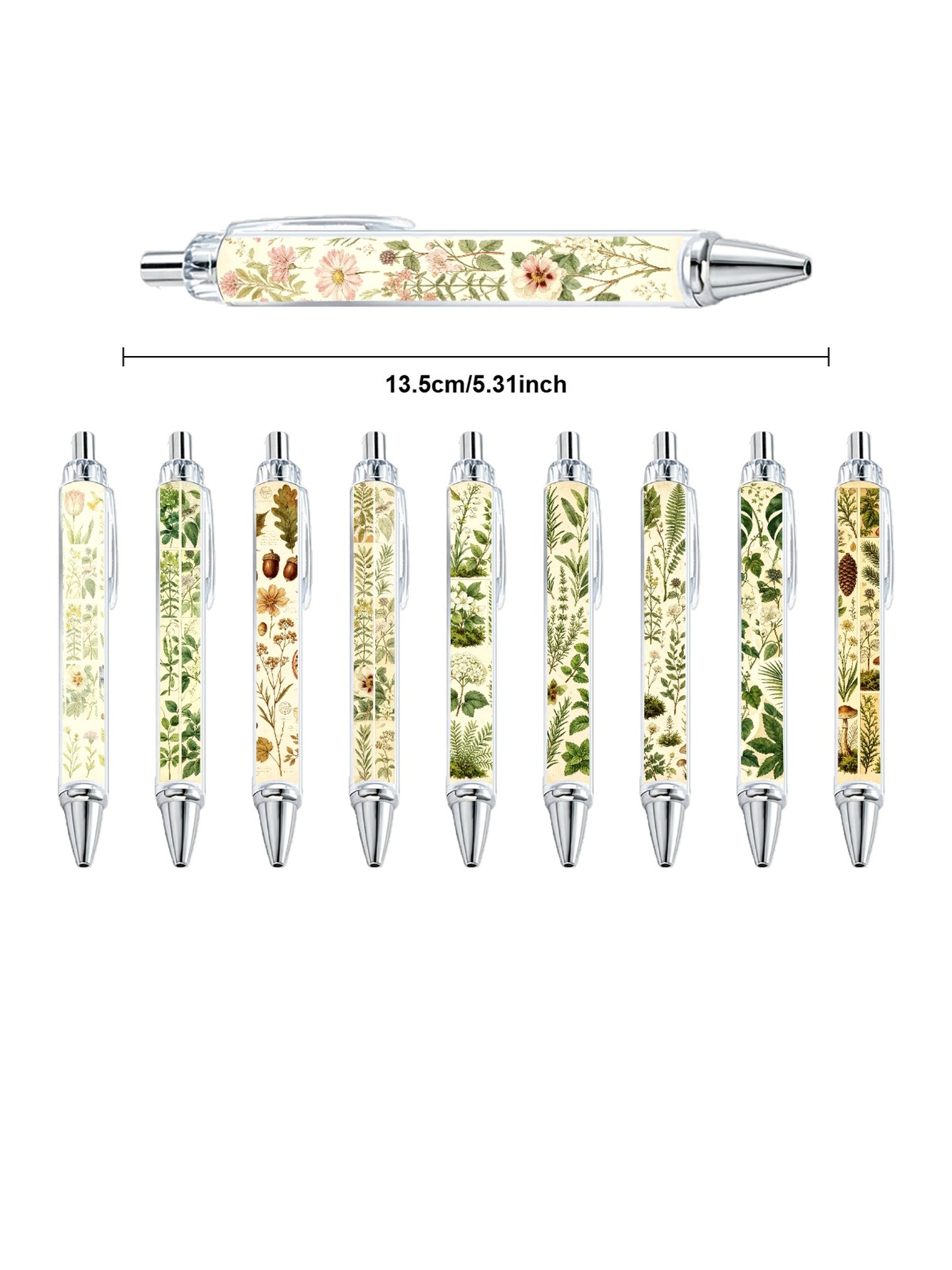 Hand-Drawn Plants Ballpoint Pen Black Ink - 10-Pack