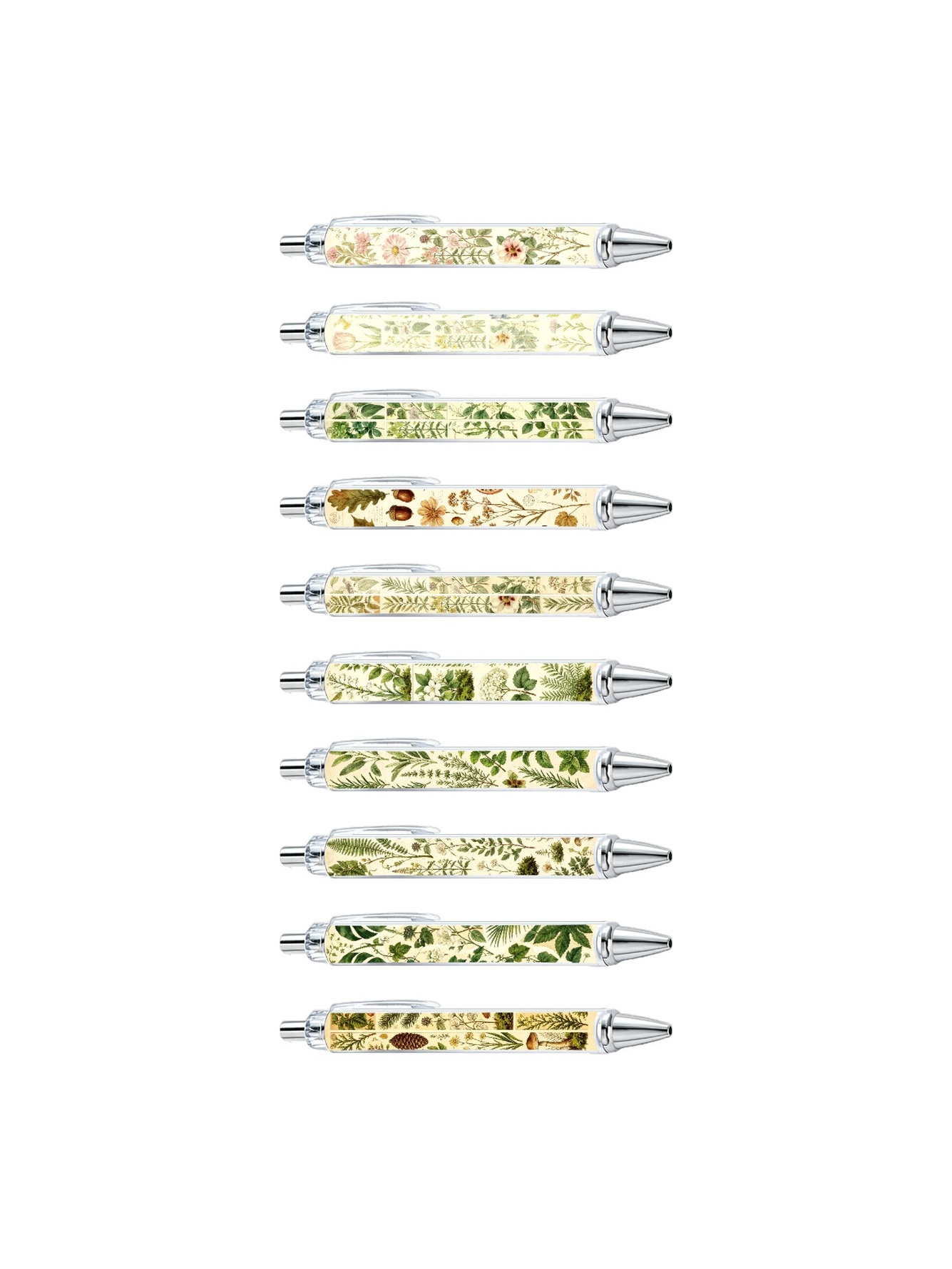 Hand-Drawn Plants Ballpoint Pen Black Ink - 10-Pack