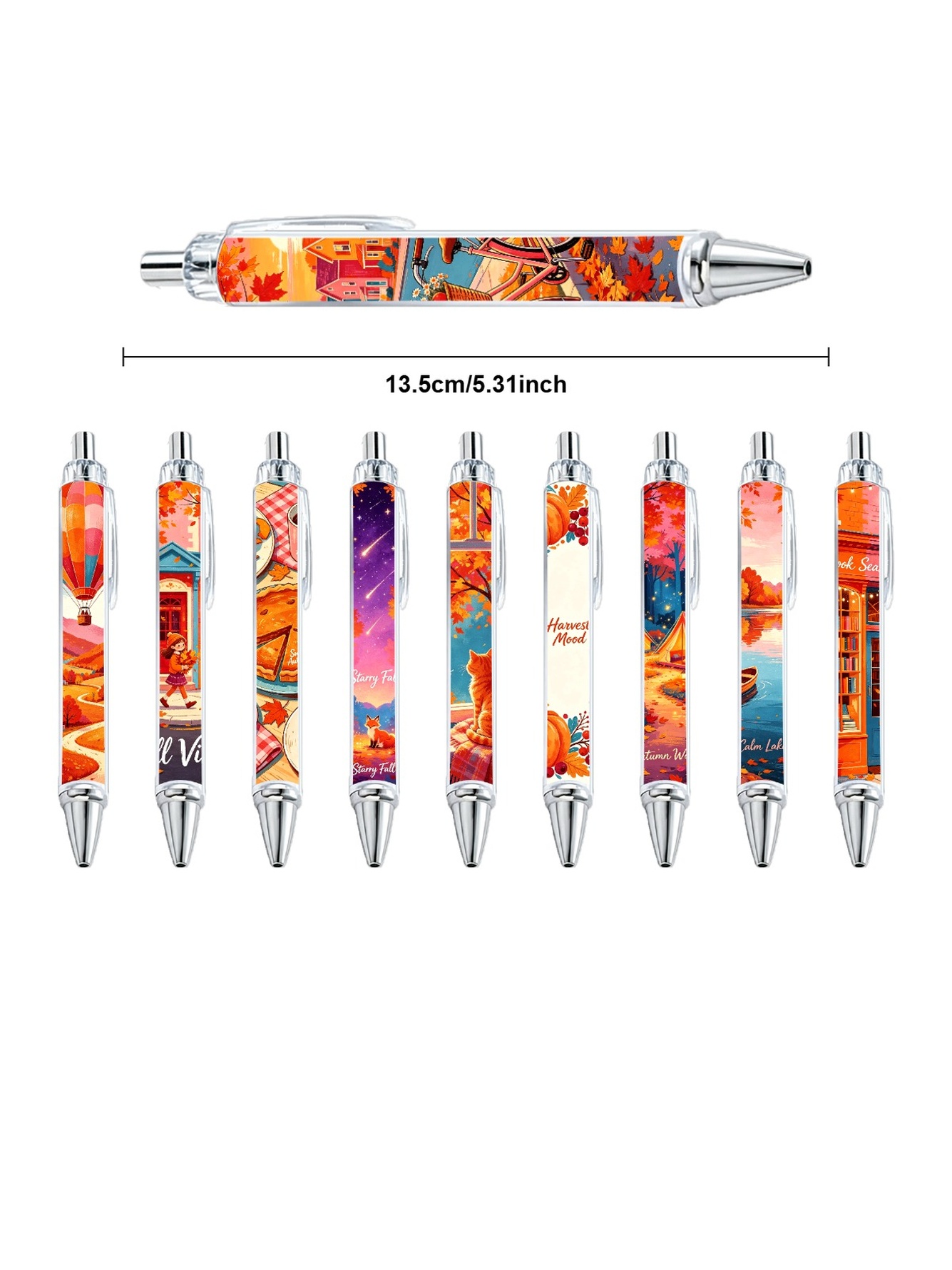 Autumn Illustration Ballpoint Pen Black Ink - 10-Pack