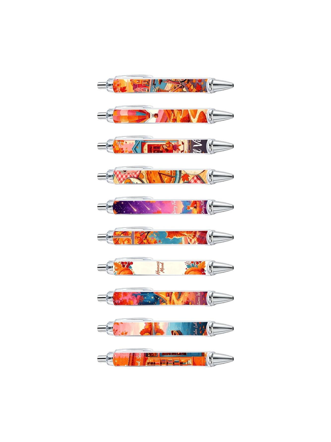 Autumn Illustration Ballpoint Pen Black Ink - 10-Pack