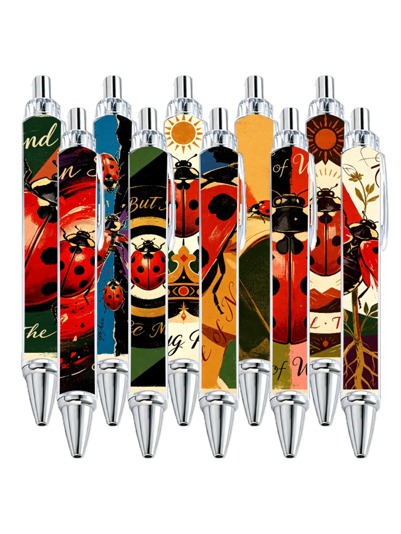 Ladybug Ballpoint Pens Black Plant - 10-Pack
