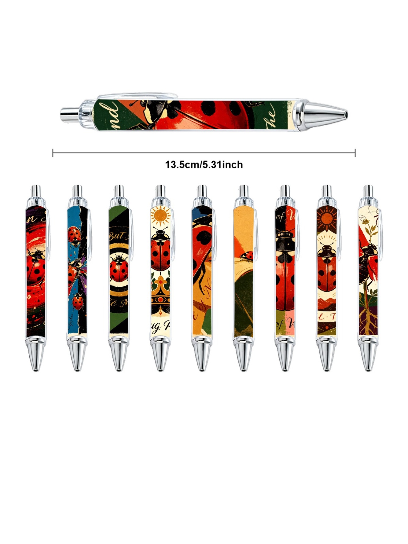Ladybug Ballpoint Pens Black Plant - 10-Pack
