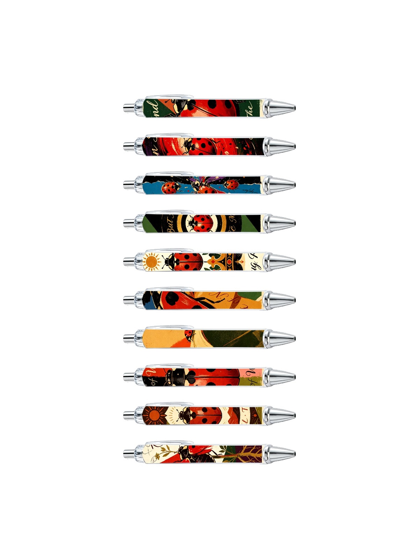 Ladybug Ballpoint Pens Black Plant - 10-Pack