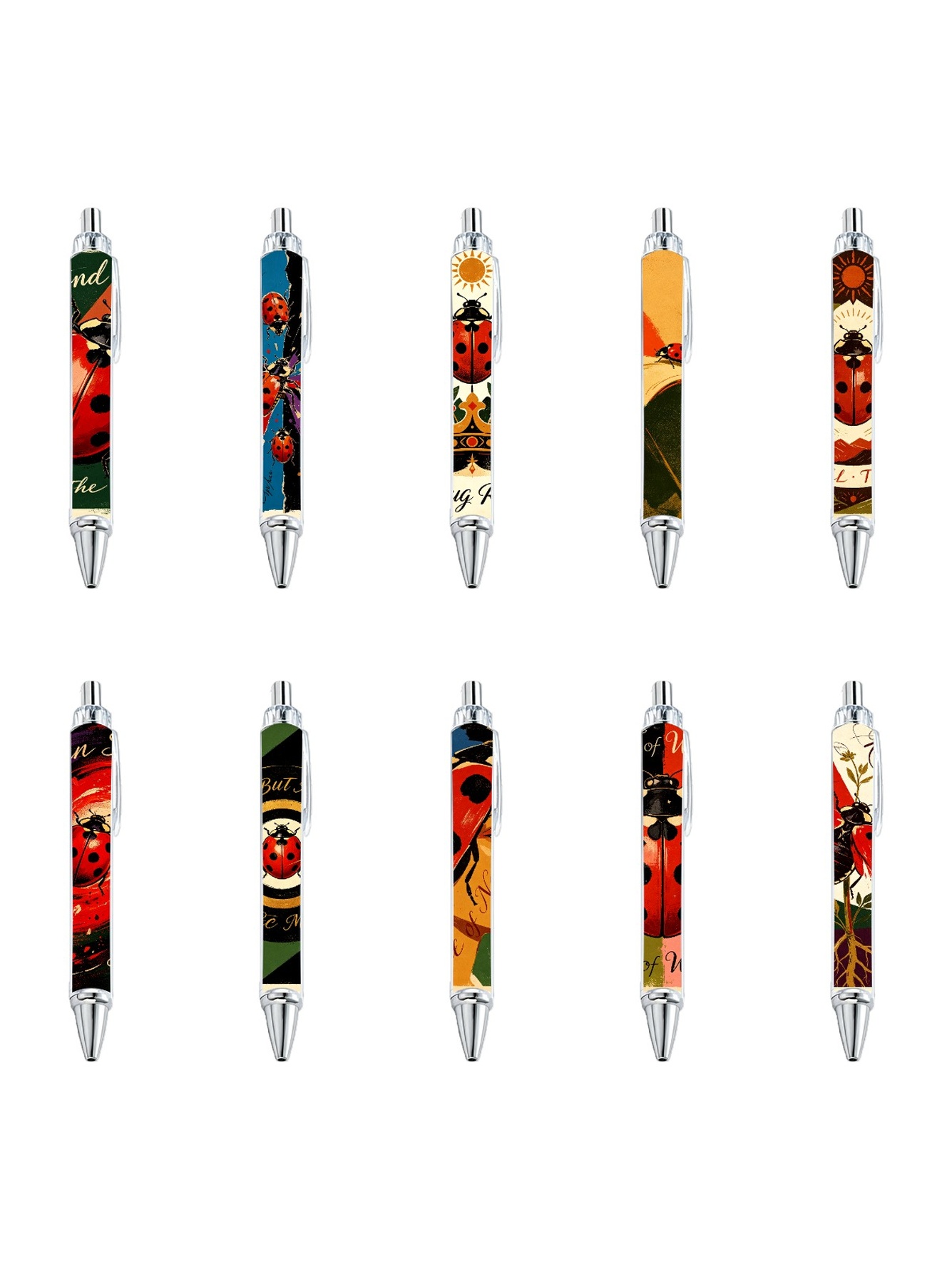 Ladybug Ballpoint Pens Black Plant - 10-Pack