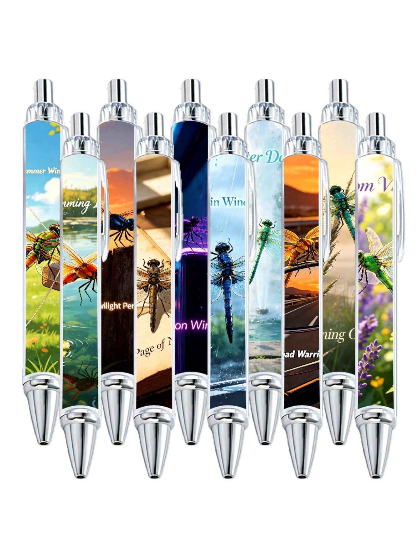 Dragonfly Theme Gel Pens Black Ink - 10-Pack