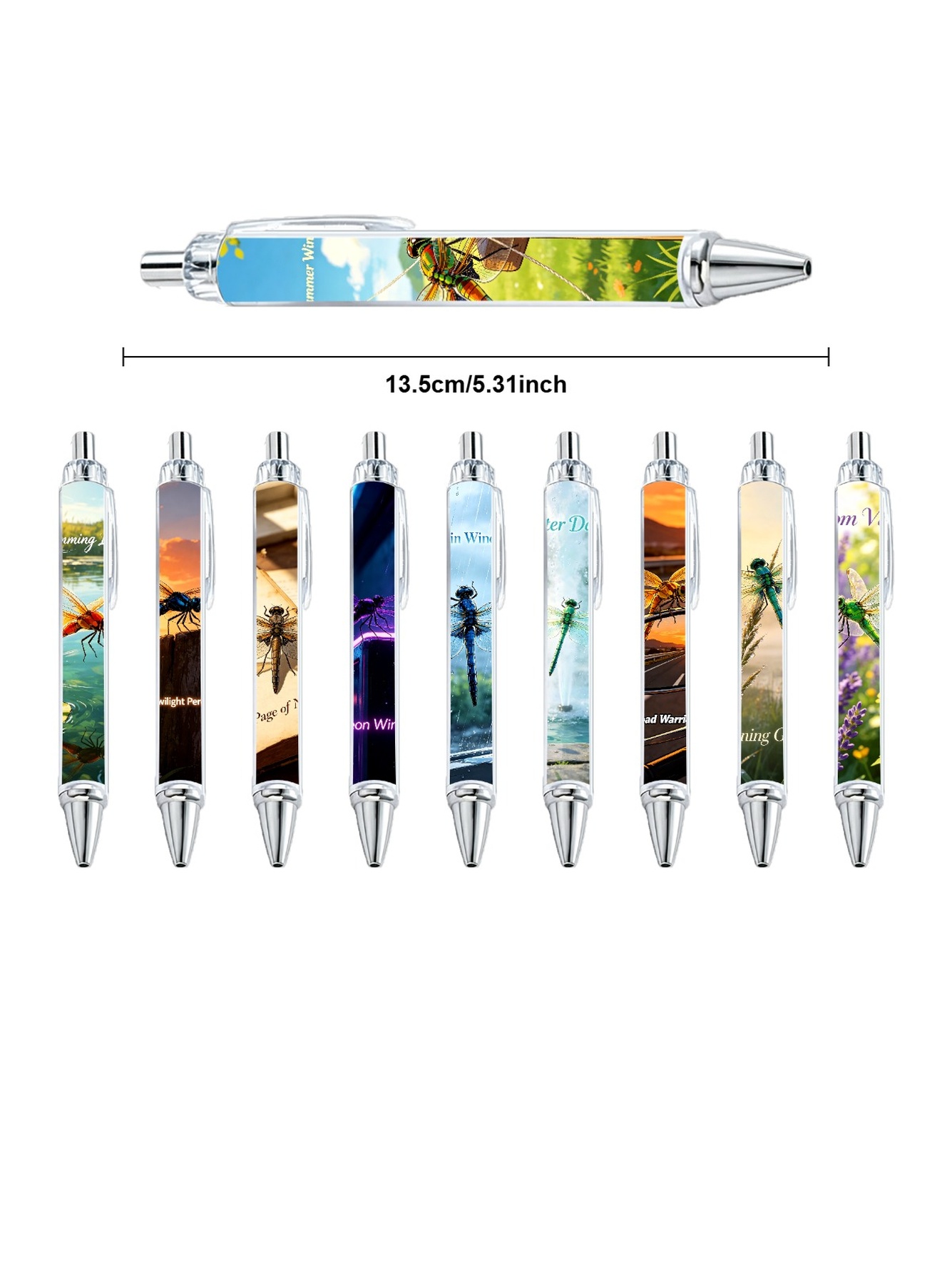 Dragonfly Theme Gel Pens Black Ink - 10-Pack