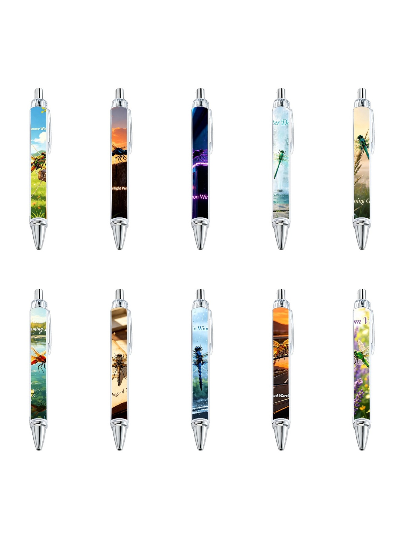 Dragonfly Theme Gel Pens Black Ink - 10-Pack