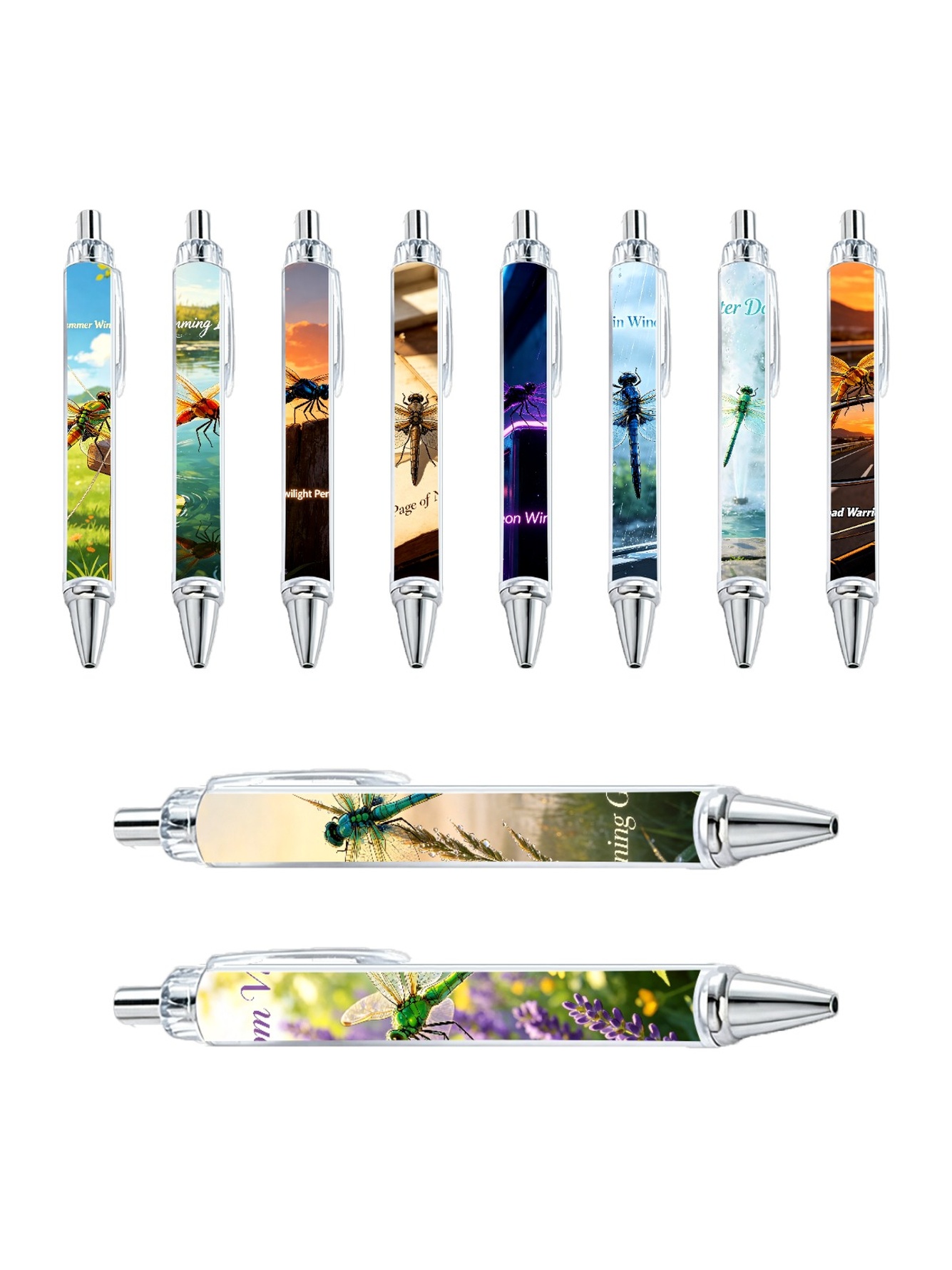 Dragonfly Theme Gel Pens Black Ink - 10-Pack