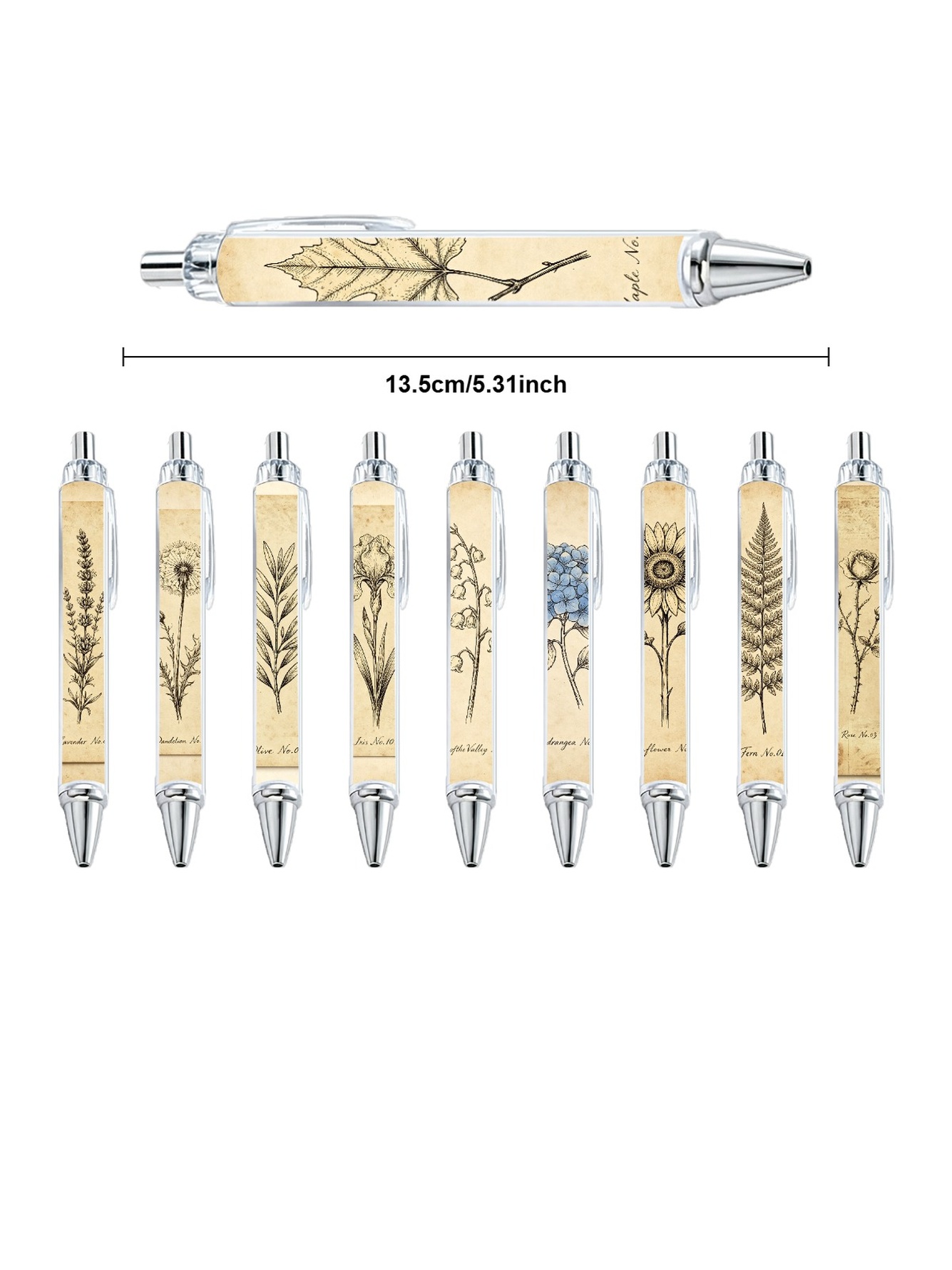 Botanical Elements Ballpoint Pen Black Ink - 10-Pack