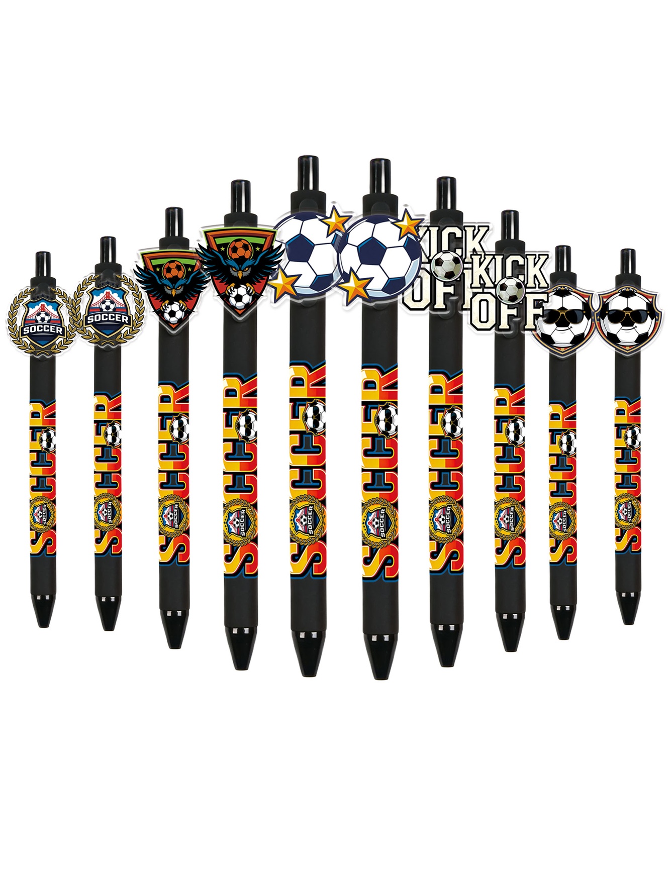 Football Theme Pushable Ballpoint Pens - 10-Pack