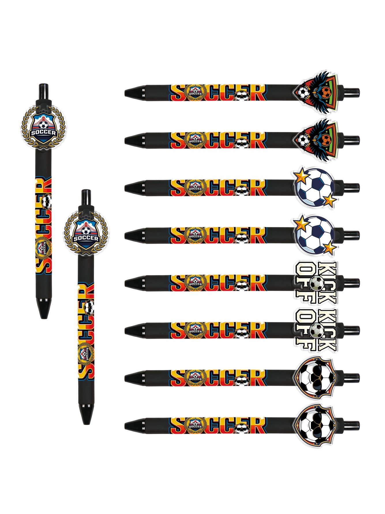 Football Theme Pushable Ballpoint Pens - 10-Pack