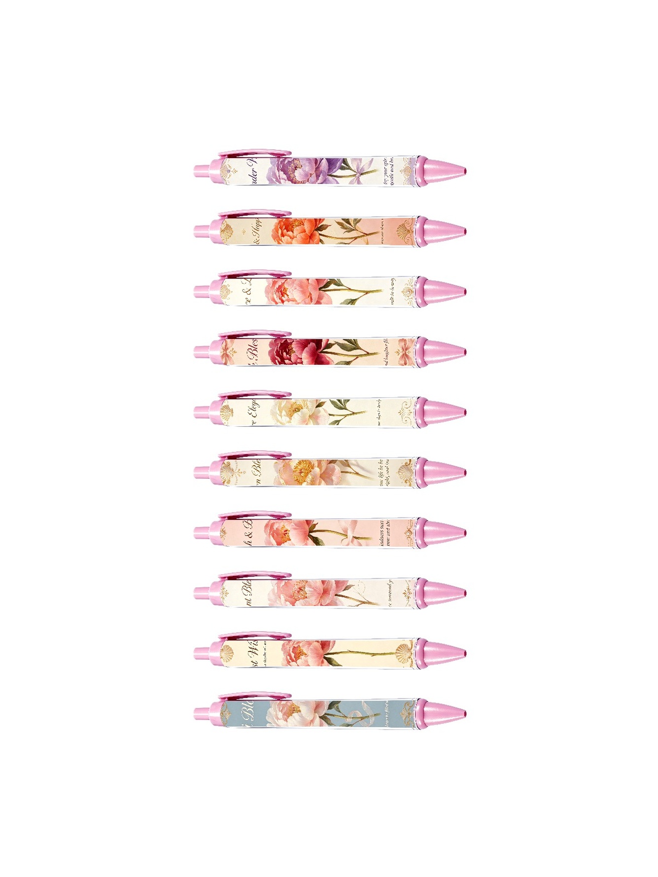 Floral Elegance Black Ink Pens
