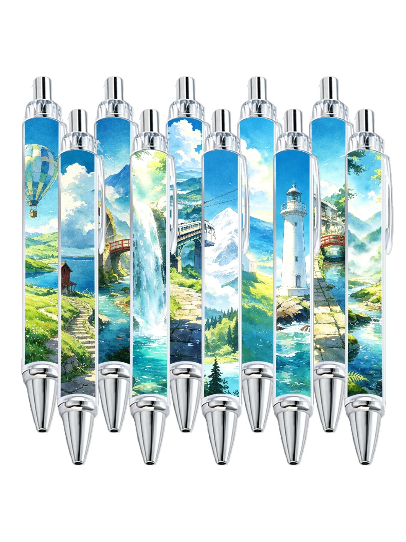Scenic Landscape Ballpoint Pens, Black Ink - 10-Pack