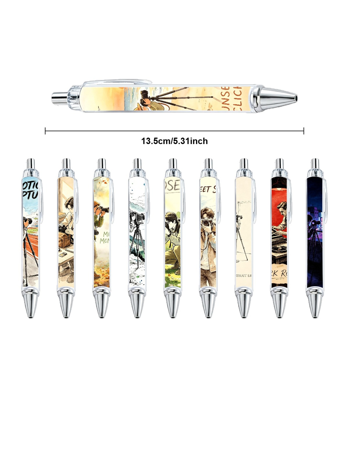 Photographer Gel Pens, Camera Film, Black Ink - 10-Pack