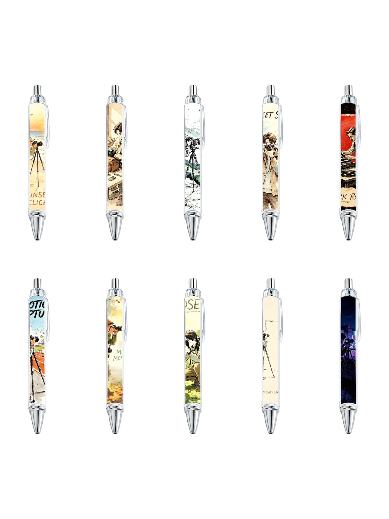 Photographer Gel Pens, Camera Film, Black Ink - 10-Pack
