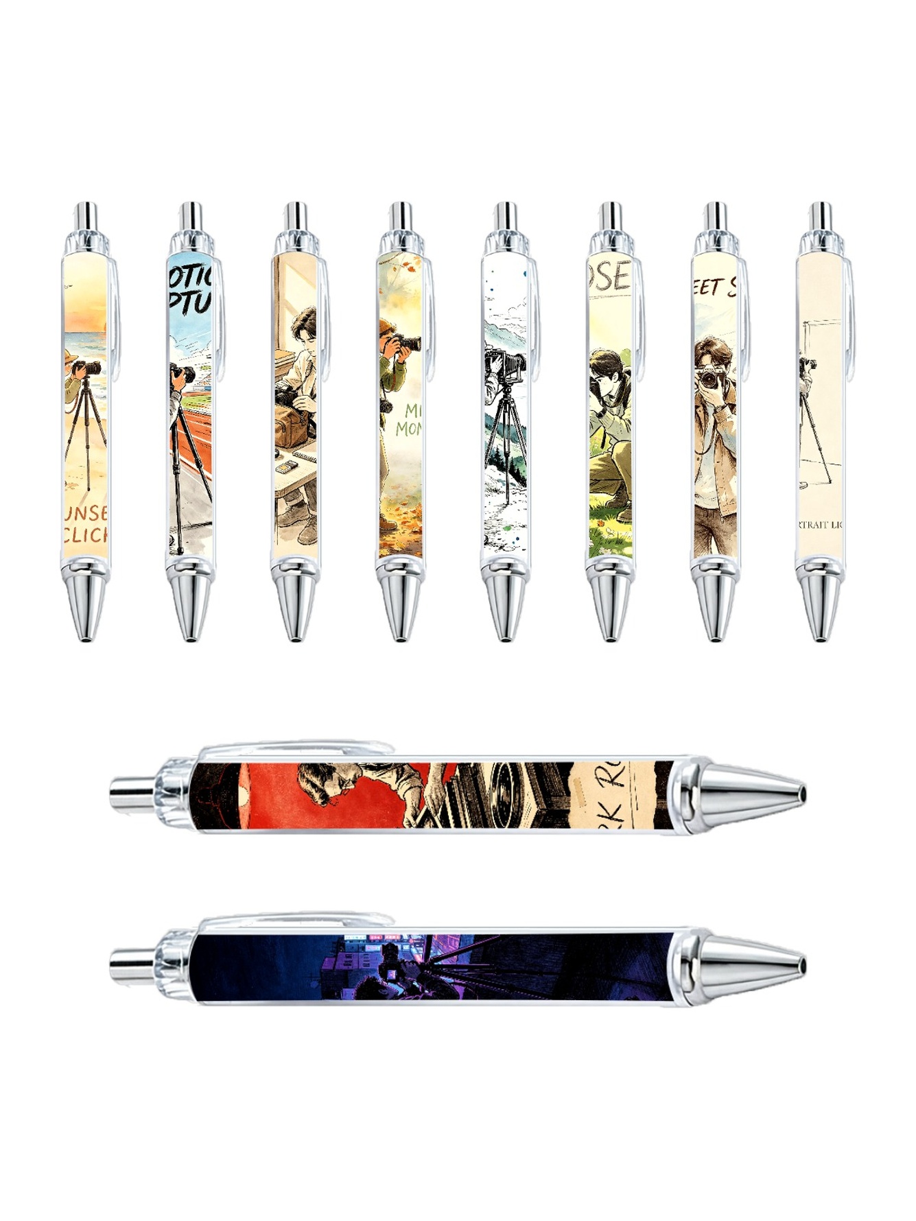 Photographer Gel Pens, Camera Film, Black Ink - 10-Pack