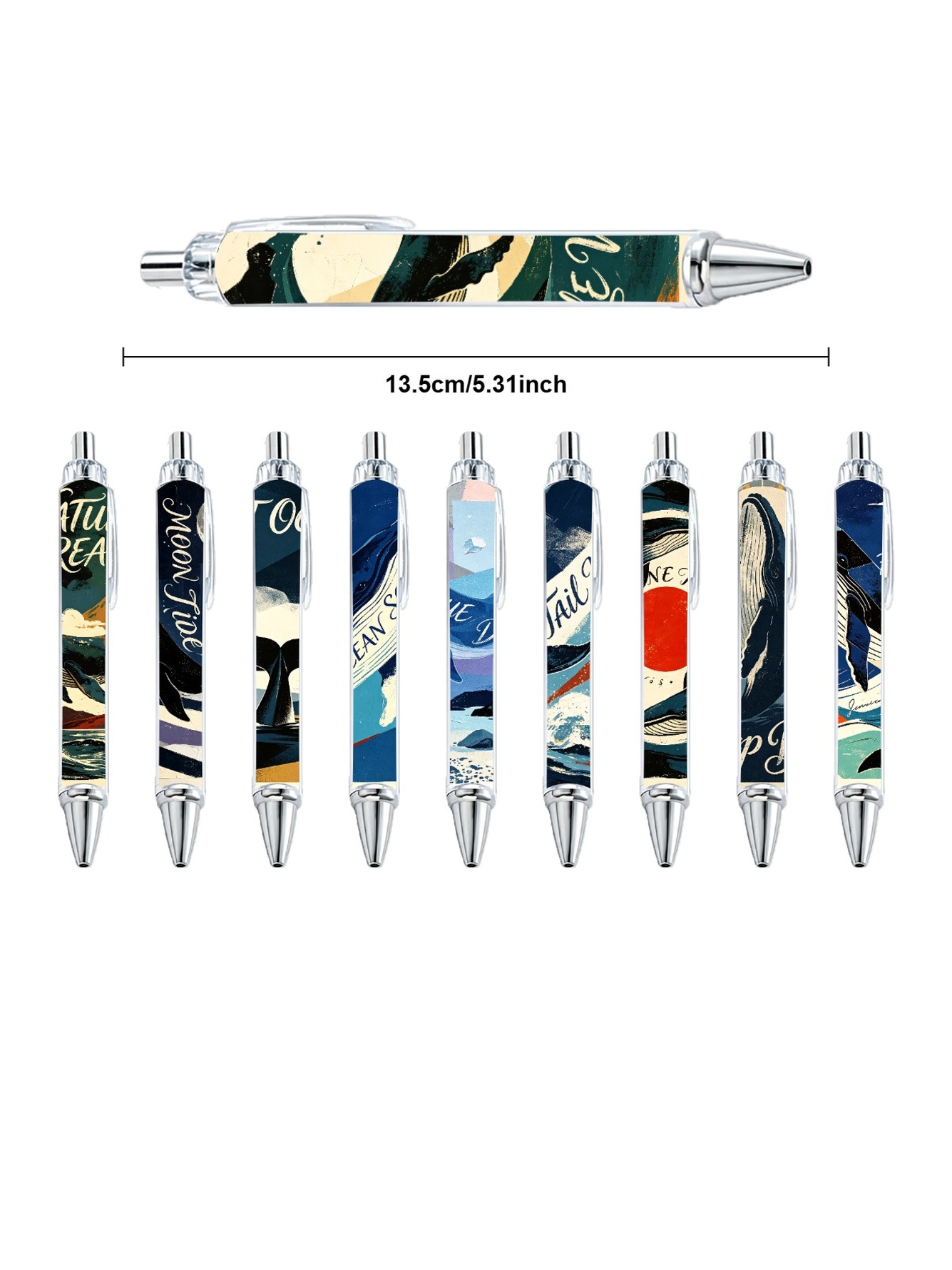 Ocean Whale Ballpoint Pens, Blue Whale Tide - 10-Pack