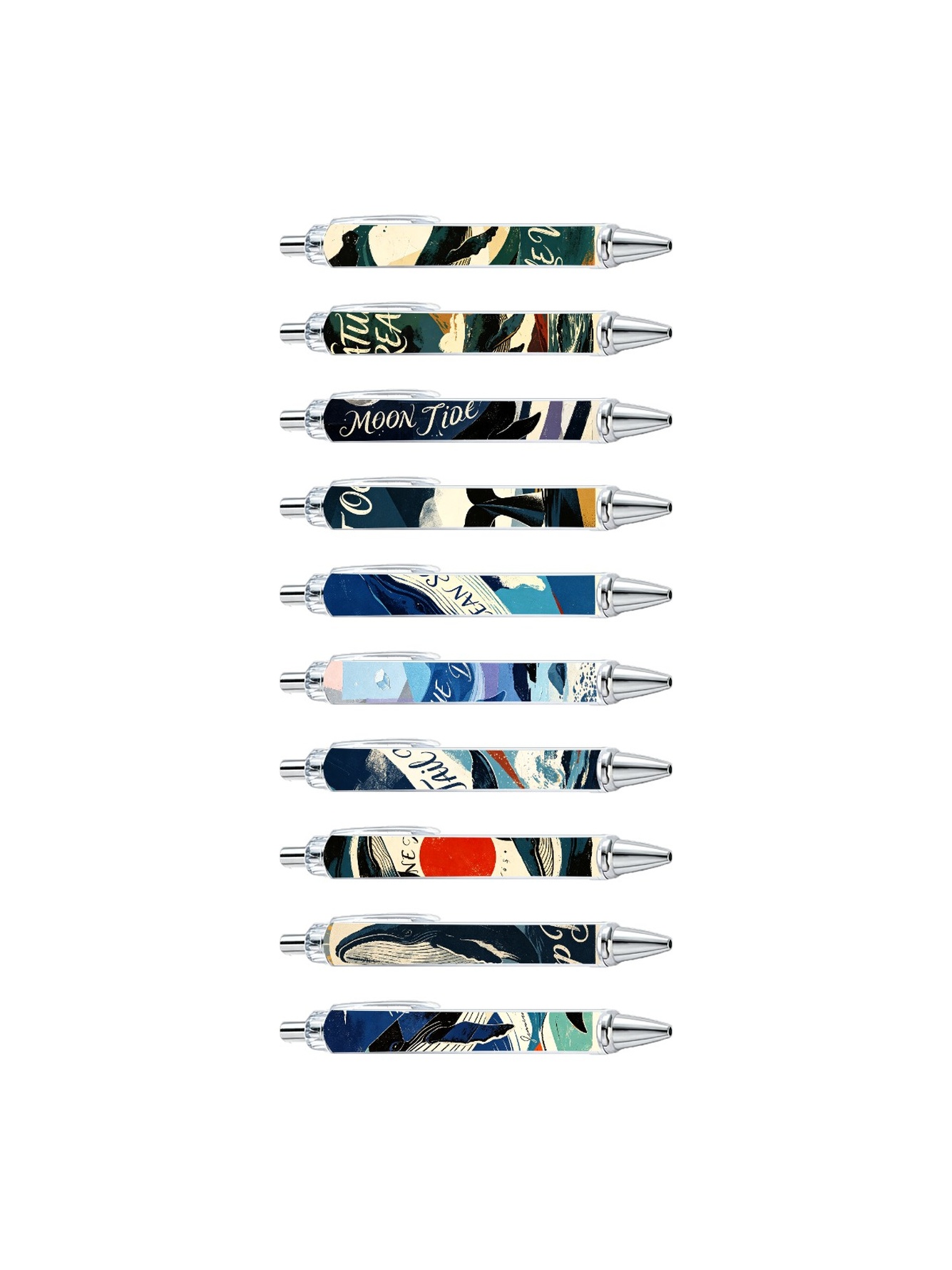 Ocean Whale Ballpoint Pens, Blue Whale Tide - 10-Pack