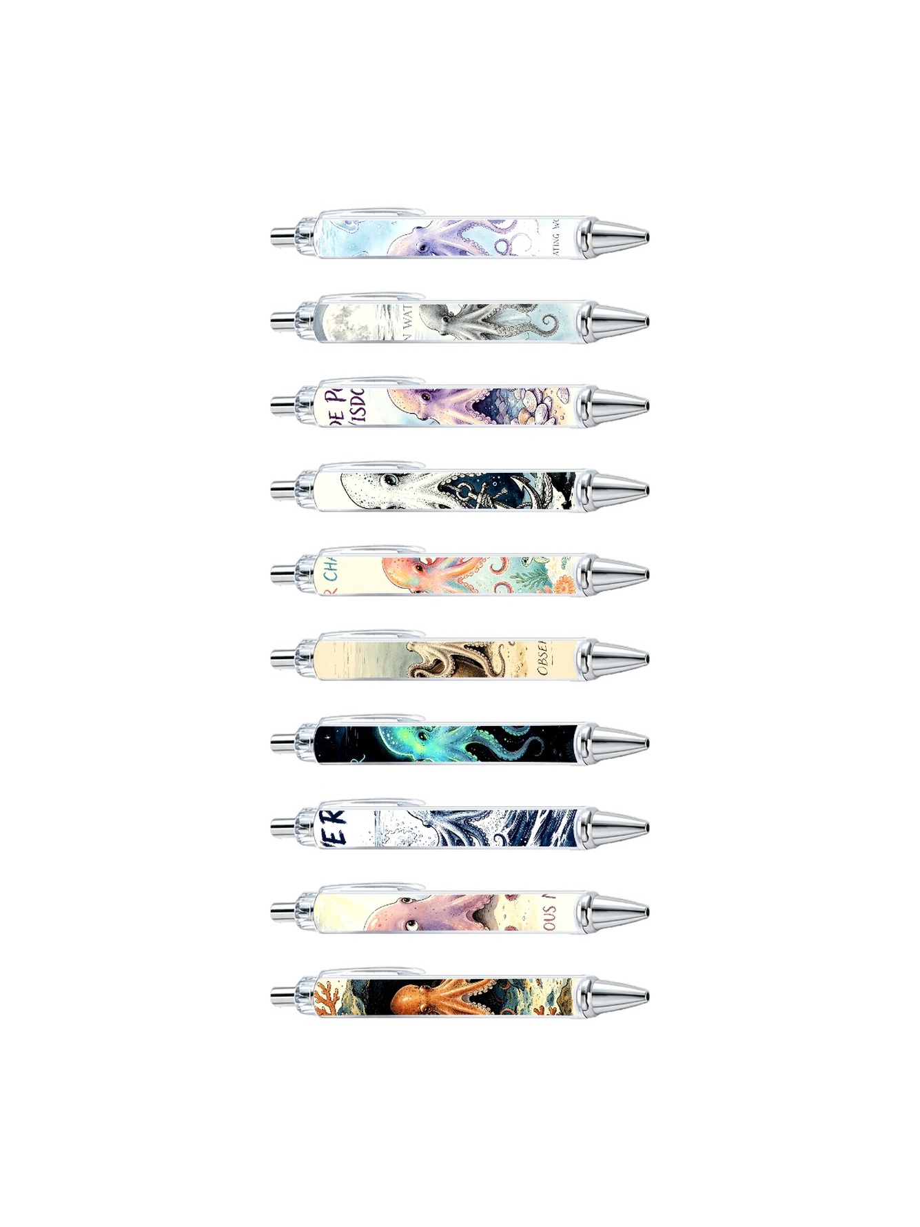 Octopus Gel Pens, Octopus Pattern, Black Ink - 10-Pack