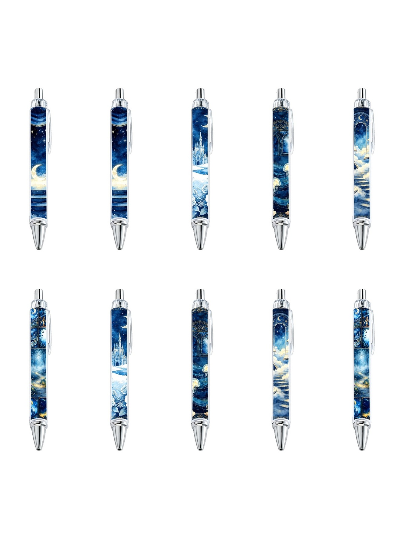 Watercolor Starry Sky Ballpoint Pen, Black Ink - 10-Pack