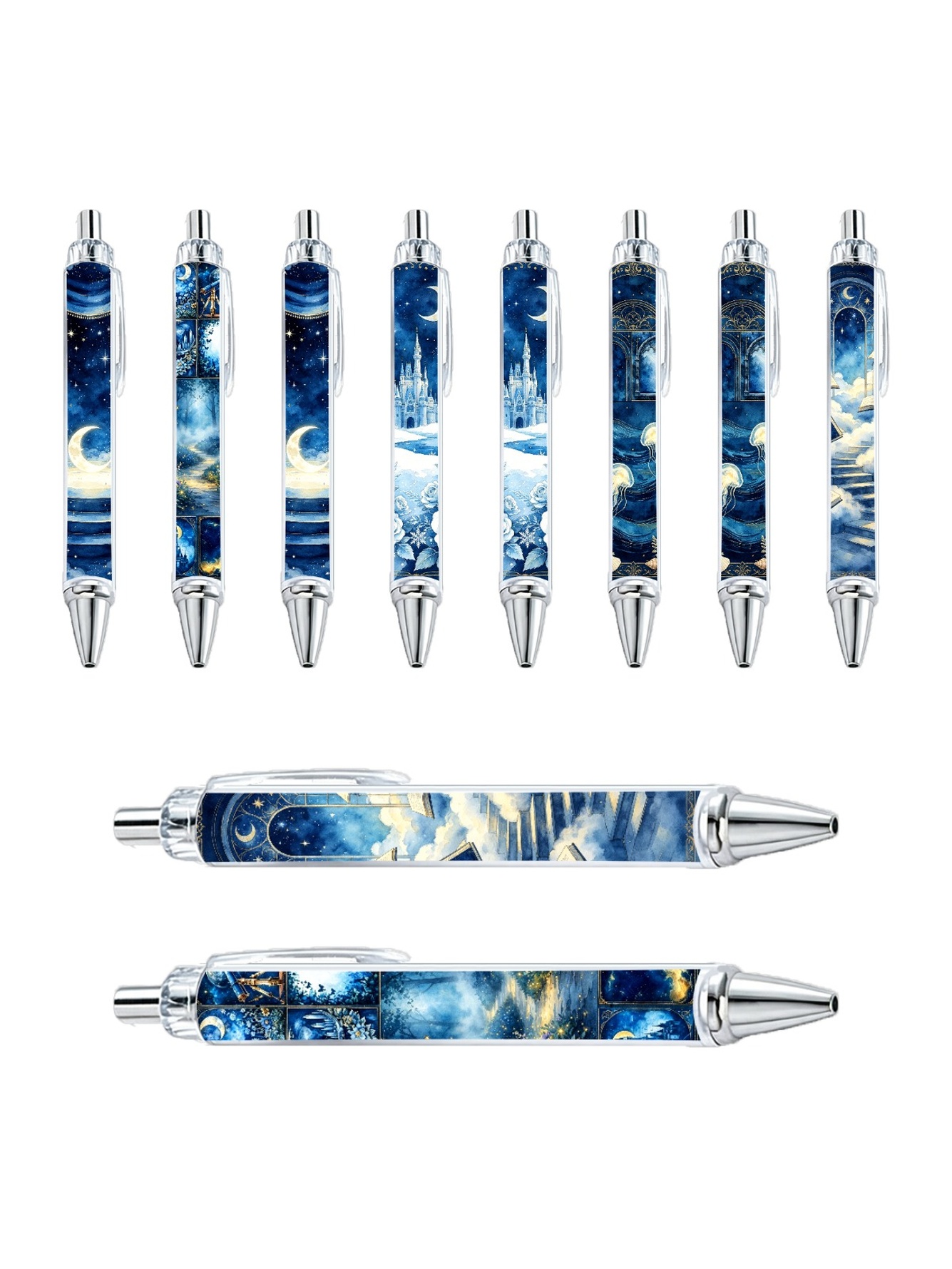 Watercolor Starry Sky Ballpoint Pen, Black Ink - 10-Pack