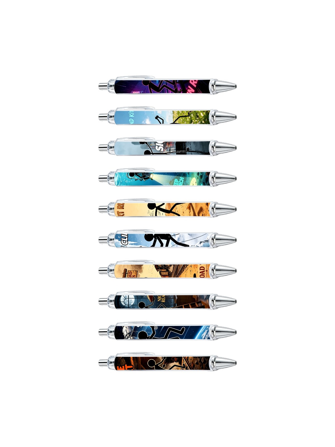 Stick Figure Gel Pens, Black Ink - 10-Pack