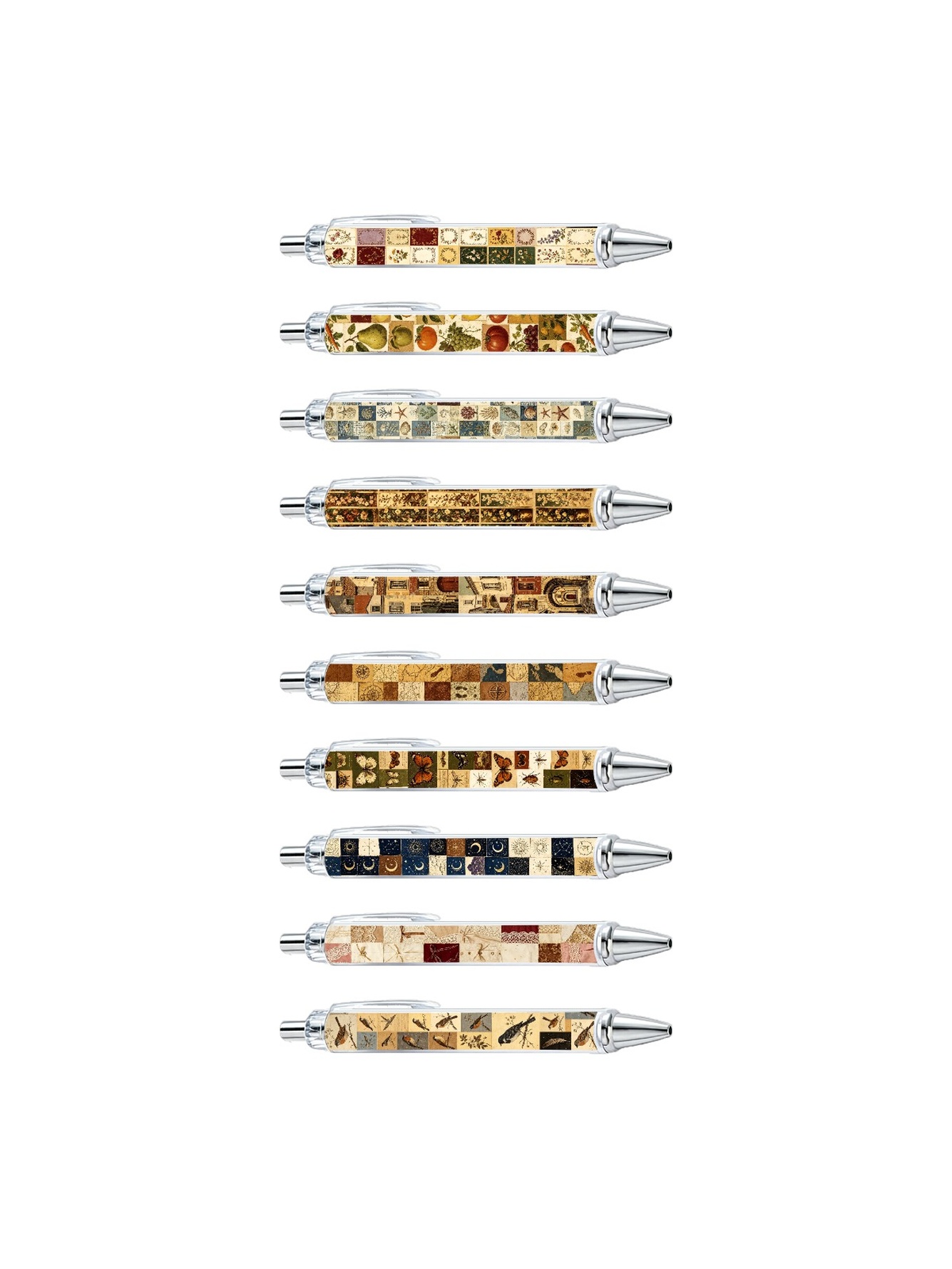 Floral Collage Ballpoint Pen, Black Ink - 10-Pack