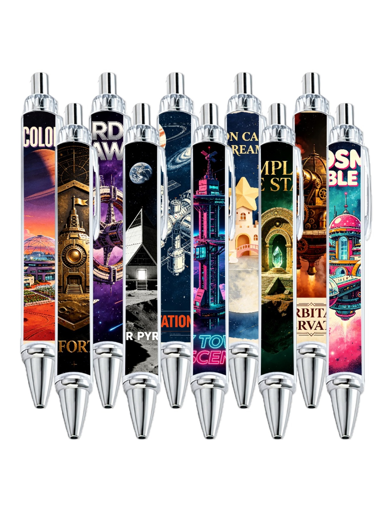 Cosmic City Gel Pens, Black Ink - 10-Pack