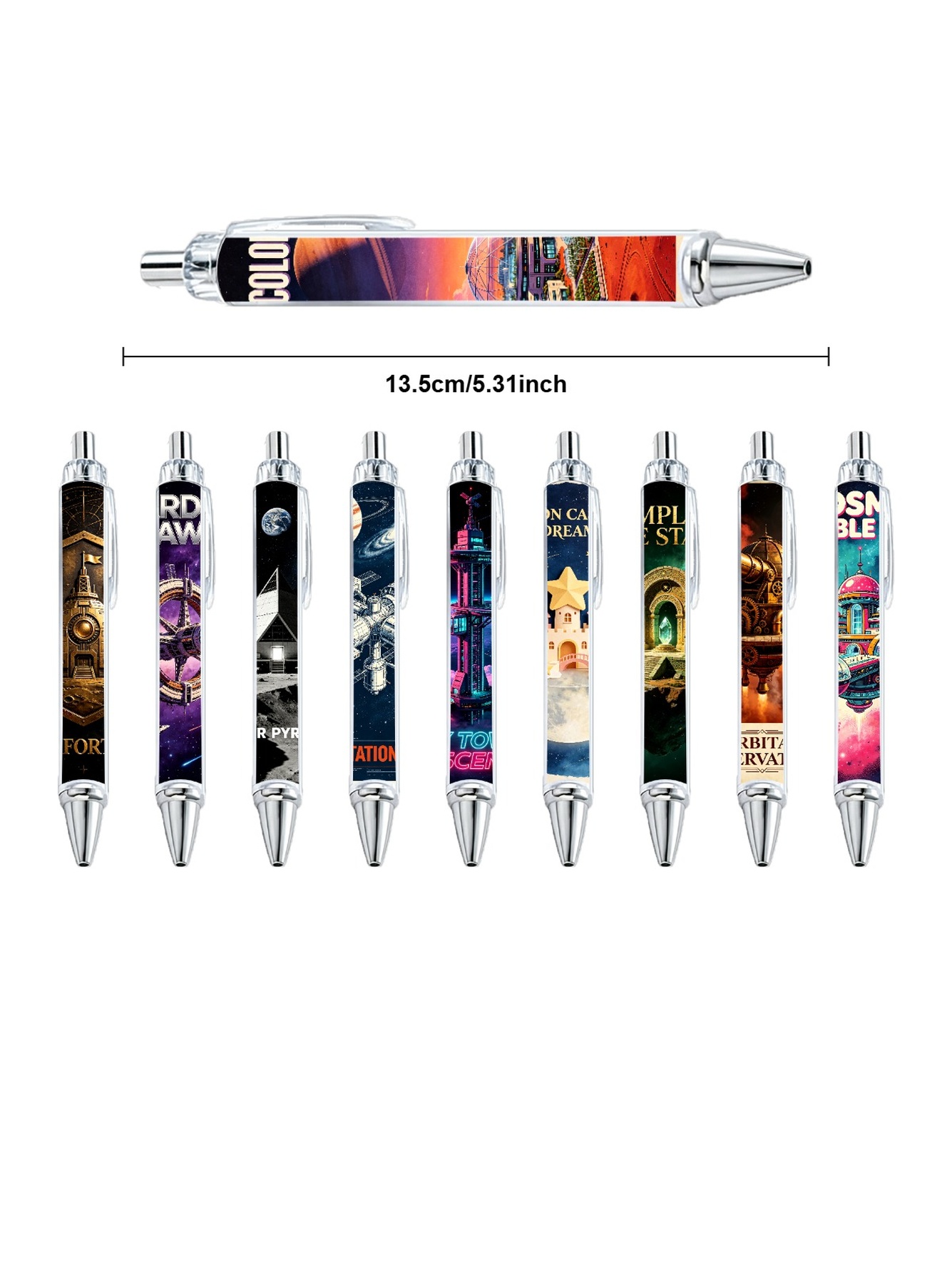 Cosmic City Gel Pens, Black Ink - 10-Pack