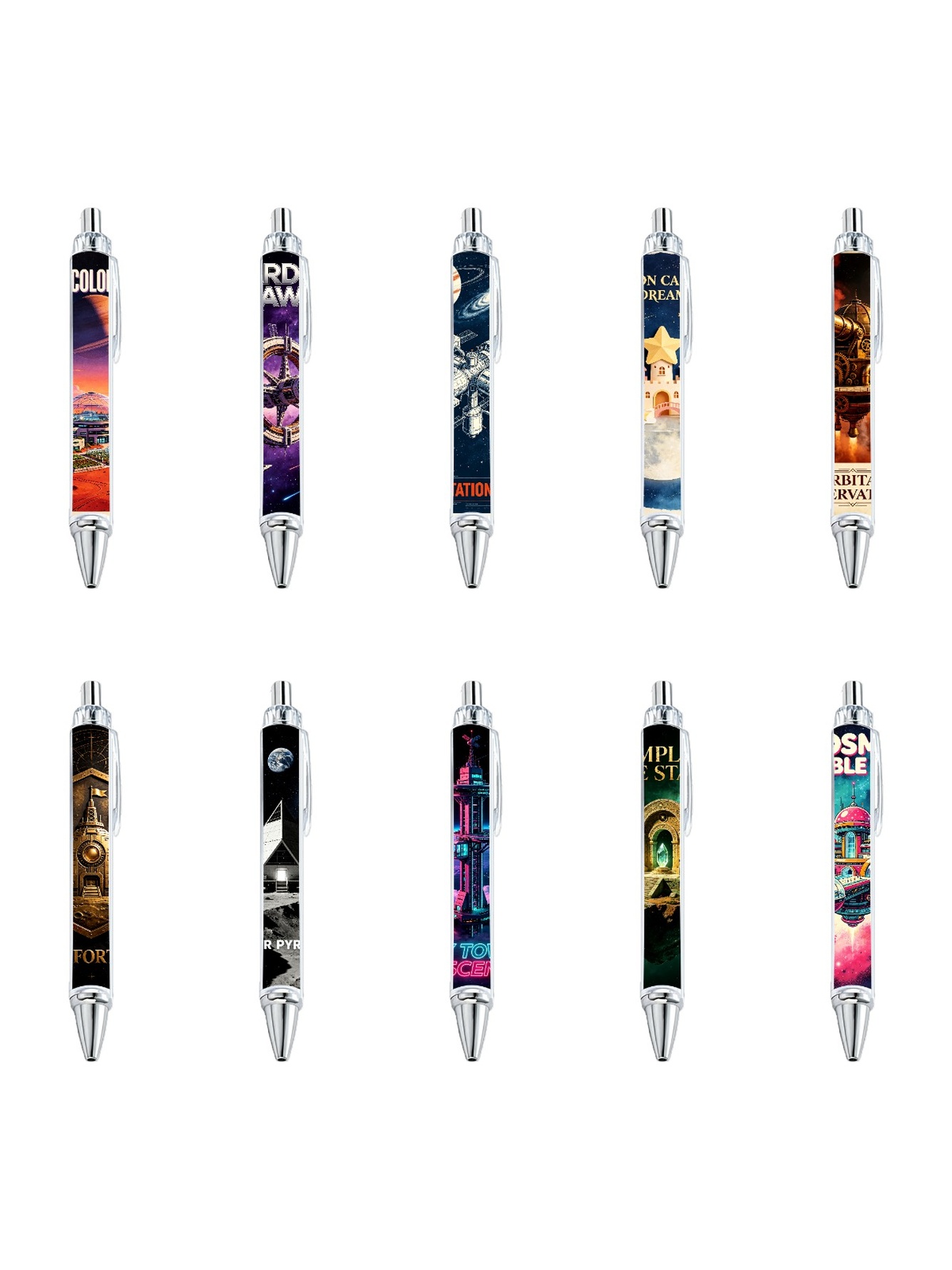 Cosmic City Gel Pens, Black Ink - 10-Pack