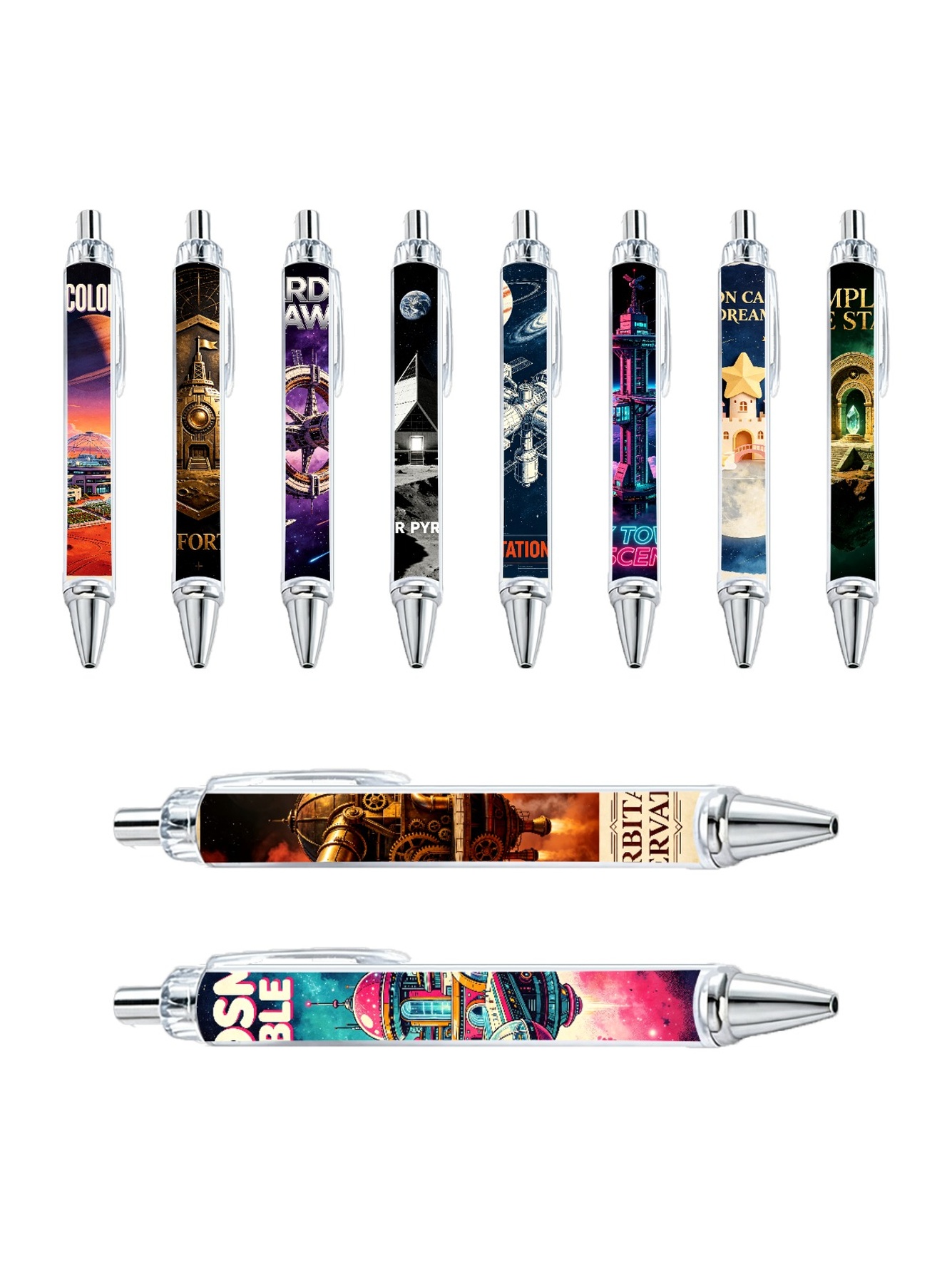 Cosmic City Gel Pens, Black Ink - 10-Pack