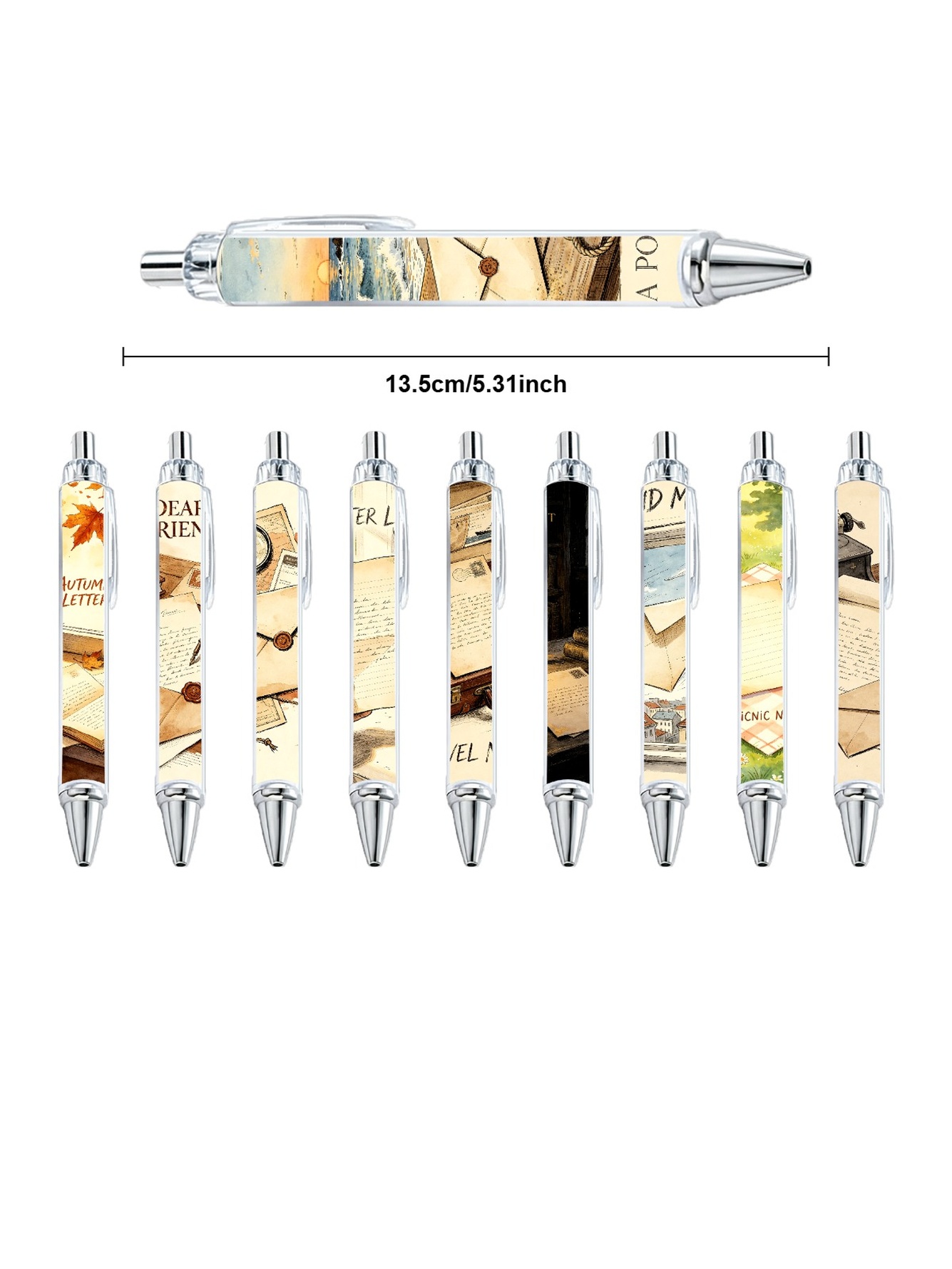 Letter Gel Pens, Envelope Stamp, Black Ink - 10-Pack