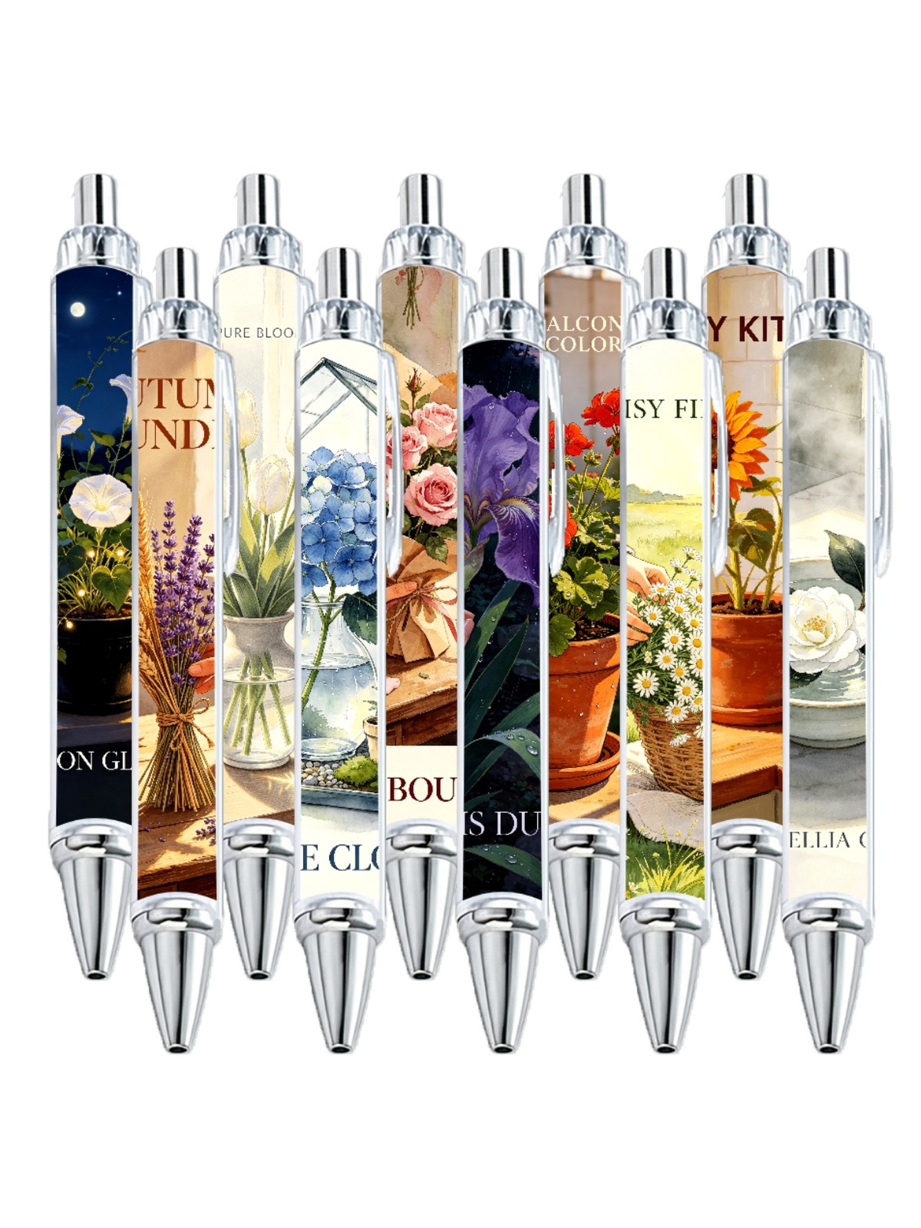 Botanical Gel Pens, Black Ink - 10-Pack