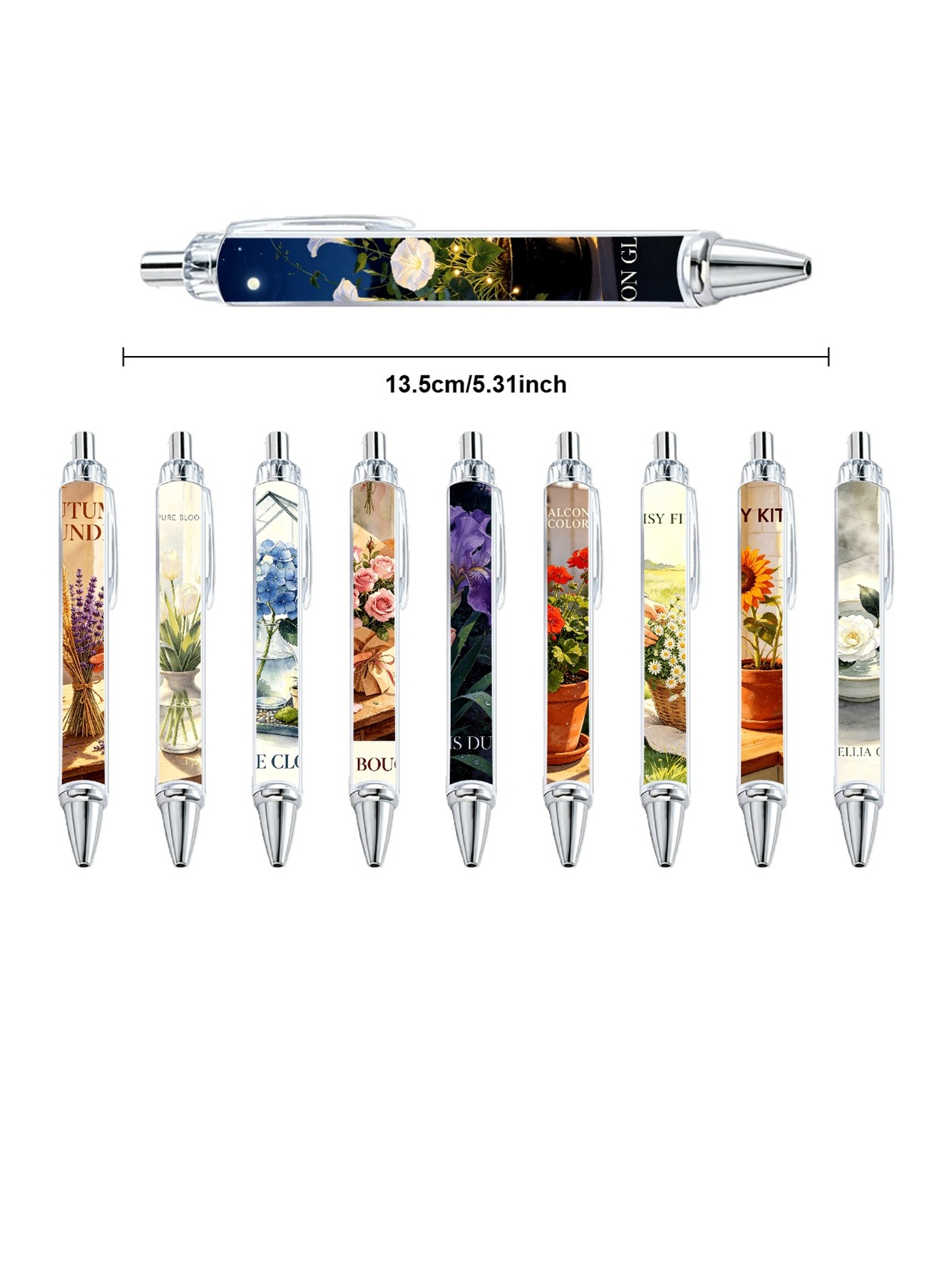 Botanical Gel Pens, Black Ink - 10-Pack
